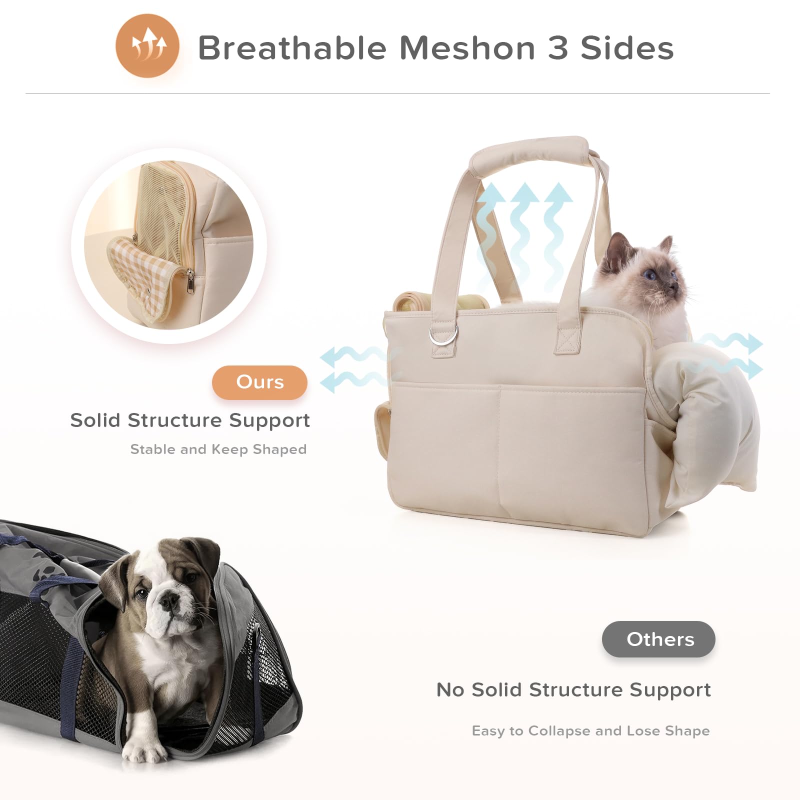 Jourcraf Dog Carriers For Small Dogs, Soft Sided Folding Small Dog Carrier For Dogs Medium Cats Puppies Up To 13 Lbs, Washable B