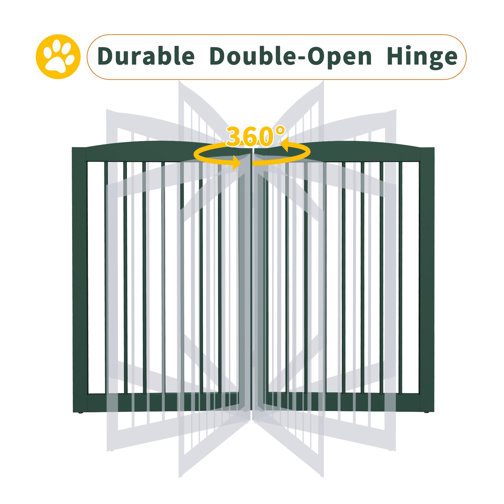 PUPETPO Freestanding Pet Gate for Dogs, Foldable Wooden Dog Gate for House Indoor, Step Over Pet Puppy Safety Fence for Stair, D