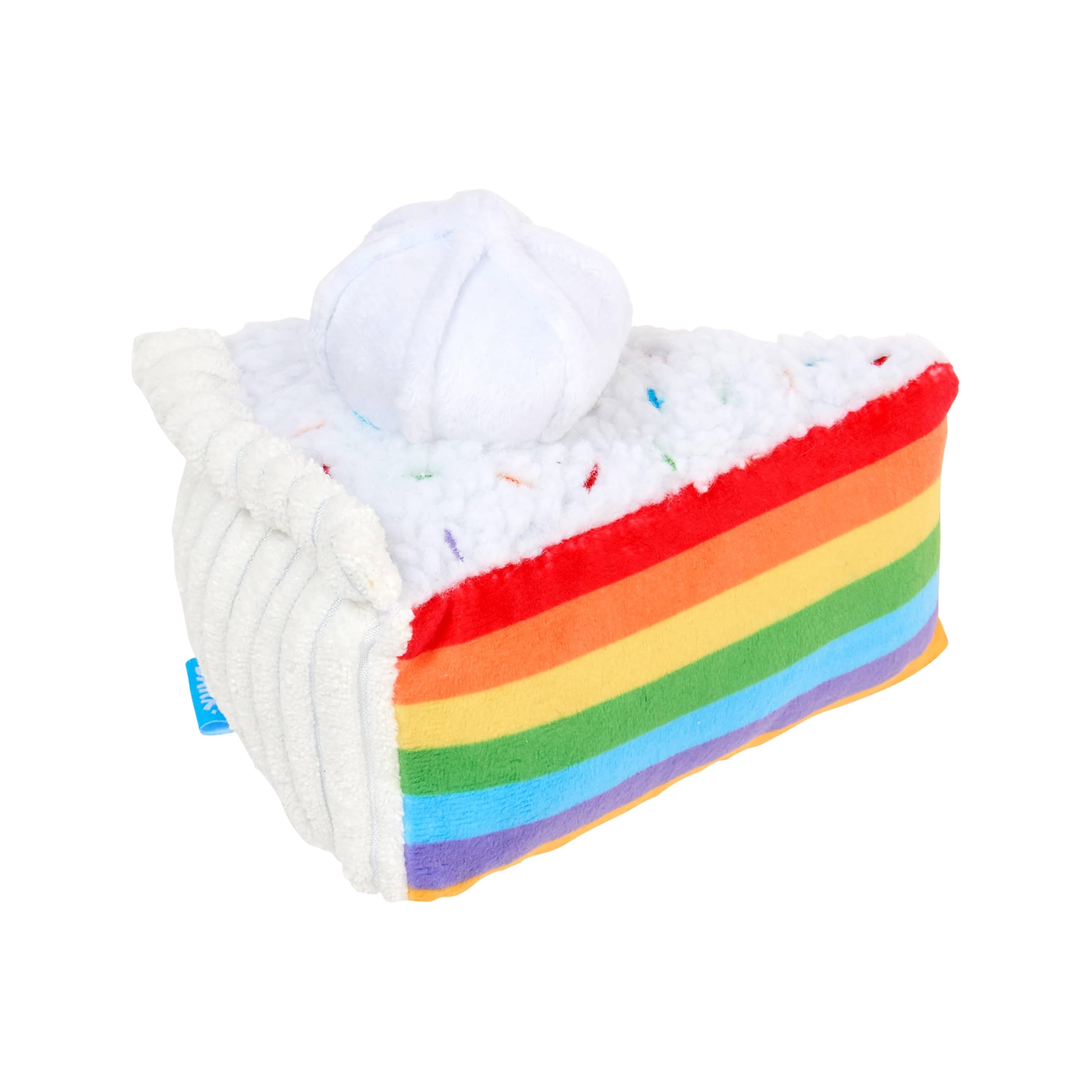 Barkbox Peace of Cake Dog Toy - Birthday Plush Squeaky Toy for Dogs - Fluff-Filled Slice of Fun with Dual Squeakers - Interactiv