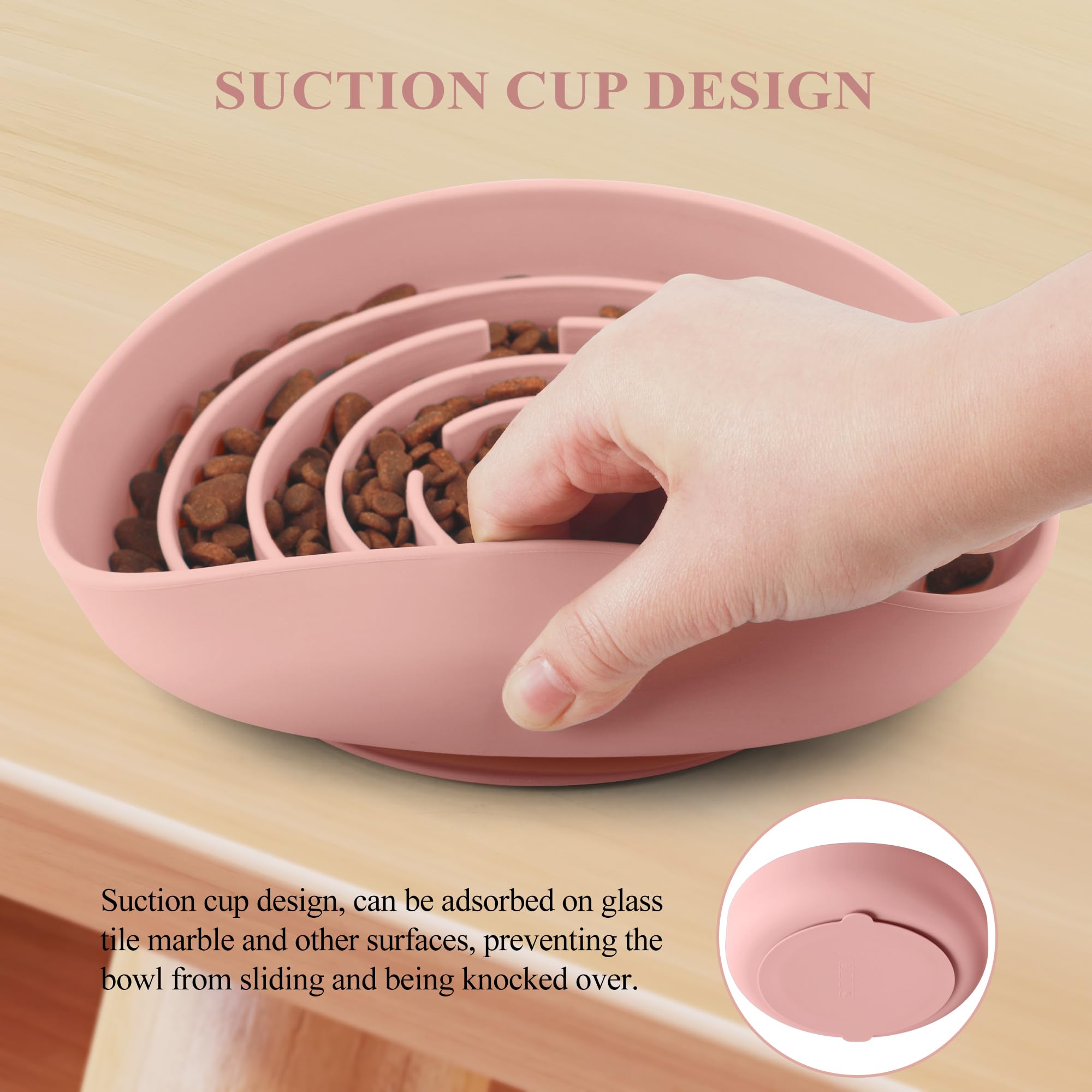 Coomazy Slow Feeder Dog Bowls, Silicone Dog Bowl with Suction Cups, Slow Feeder & Non-Slip Design, Boredom and Anxiety Reducer,
