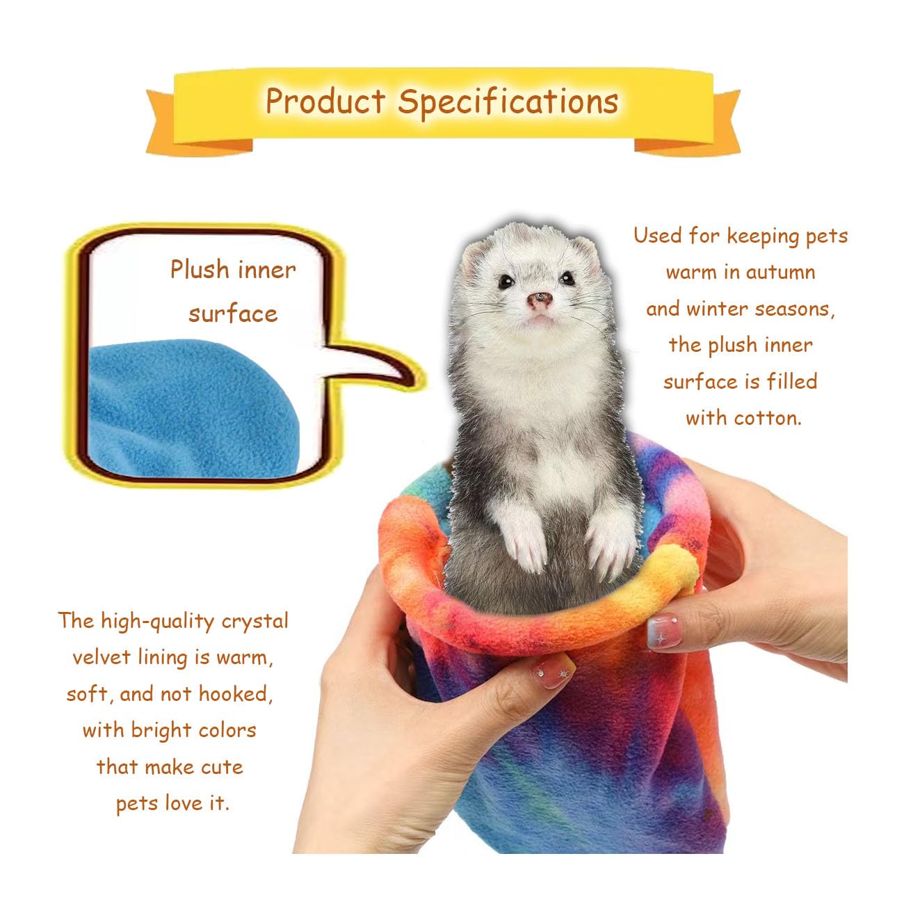 Zbjbinch Soft Fleece Rabbit Snuggle Sack, Guinea Pig Hideout, Small Animal House Ferret Cozy Cave Hamster Sleeping Bag For Small