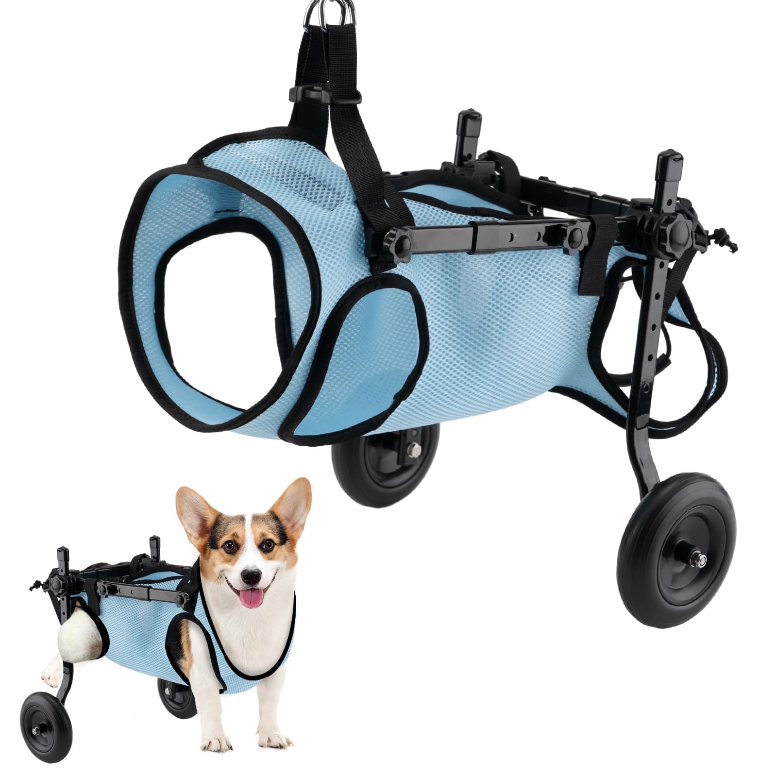New Adjustable Small Dog Wheelchair for Back Legs, Walking Pets Dogs Wheelchairs,Doggy Wheelchair with Disabled Hind Legs, Mobil