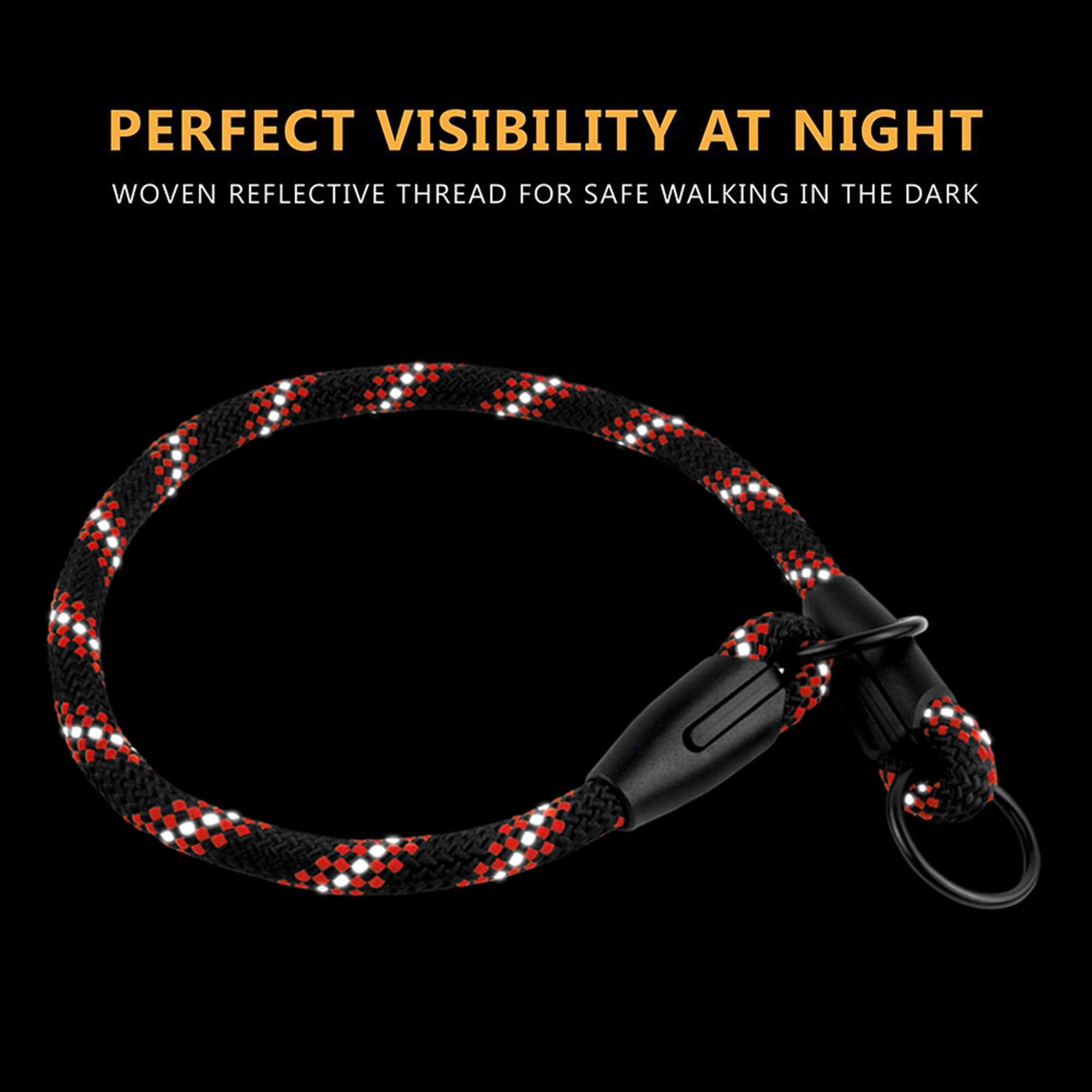 Bronzedog Rope Pro Training Dog Collar Braided No Pull Quick Release Round Lead Collars For Dogs Small Medium Large Puppy (L - 21.7' Long, Orange)