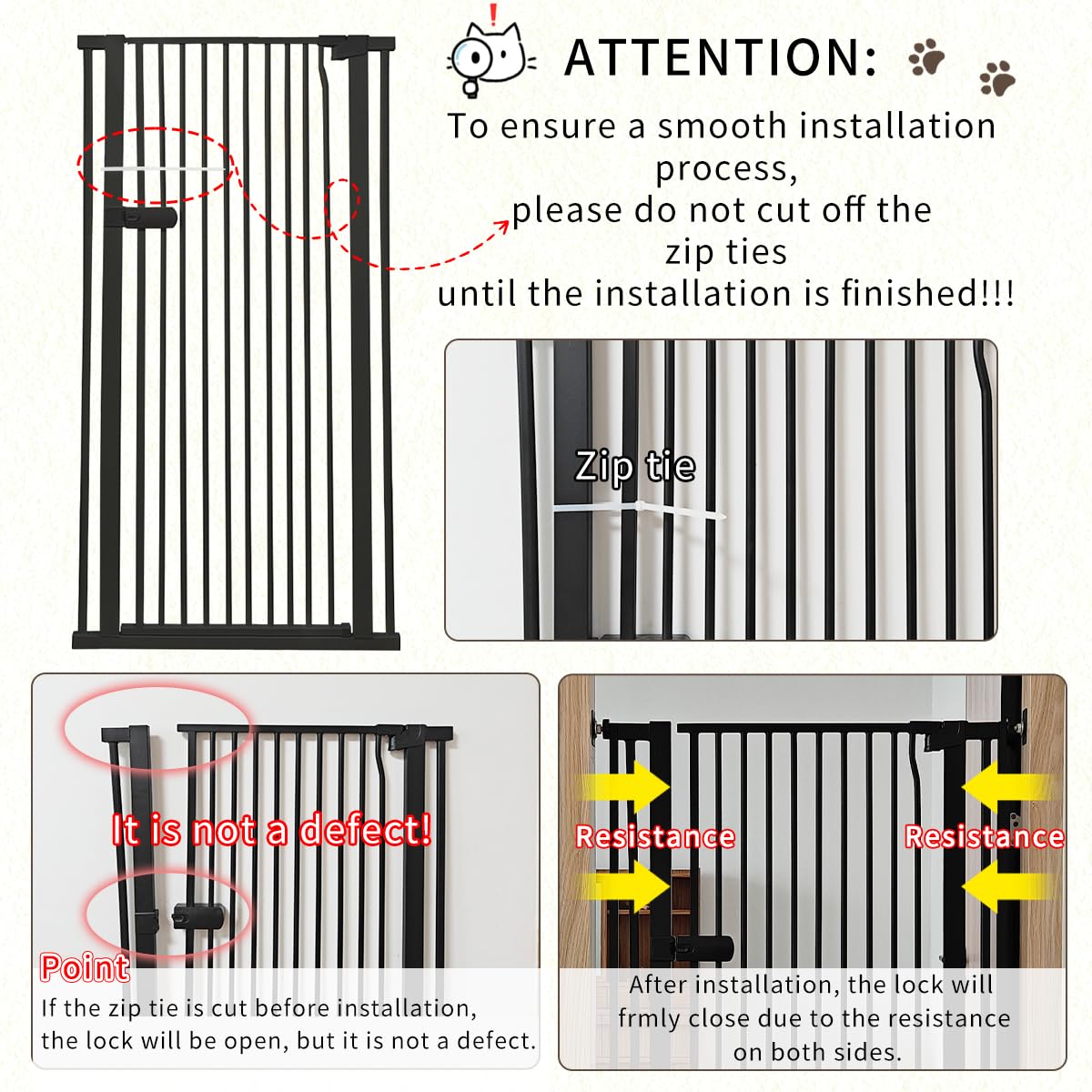 Lumizone Extra Tall Cat Gate 61.02 High Pressure Mounted Extra Wide 2025 New (17 Sizes) 1.37 Gap No Drilling Auto-Close One-Hand
