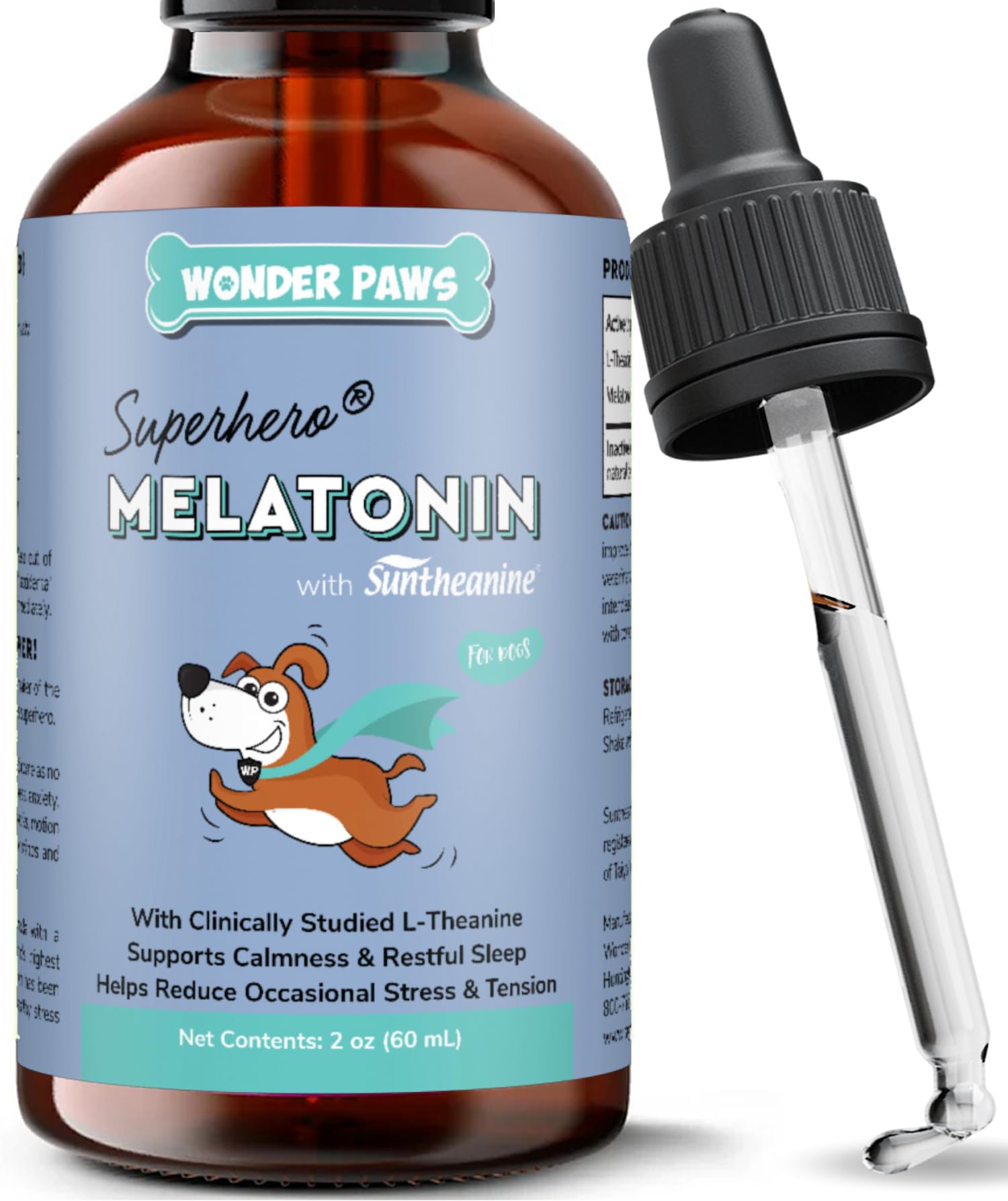 Wonder Paws Melatonin for Dogs - Pet Melatonin with L-Theanine (Suntheanine) -Occasional Anxiety Relief for Dogs, Stress, Calmin