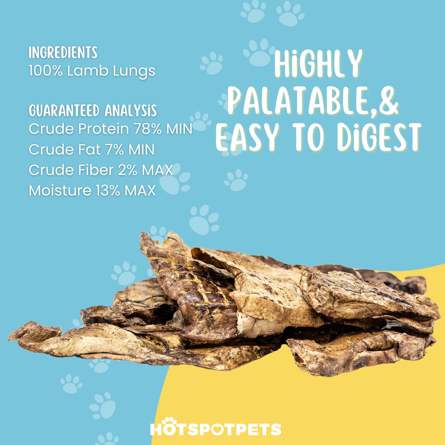 Hotspot Pets Premium Raw Single Ingredient Lamb Lung Dog Treats - 1lb Big Bag All-Natural, Made in USA - High Protein, Low Fat -