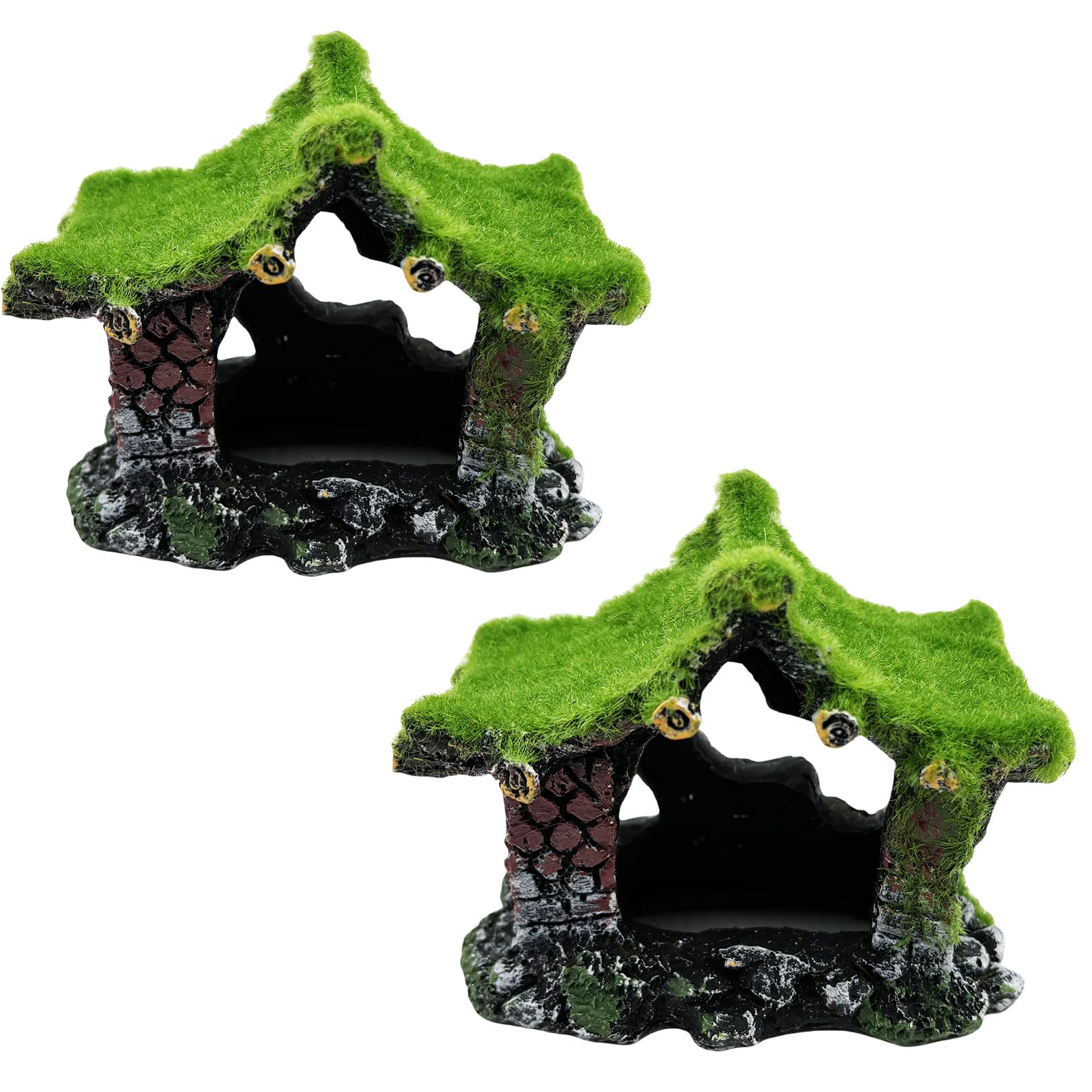 Aquarium Decoration House Resin Hollow Betta Hideout House Fish Hide Tank Terrarium Accessories Cave Ornament For Small Shrimp H