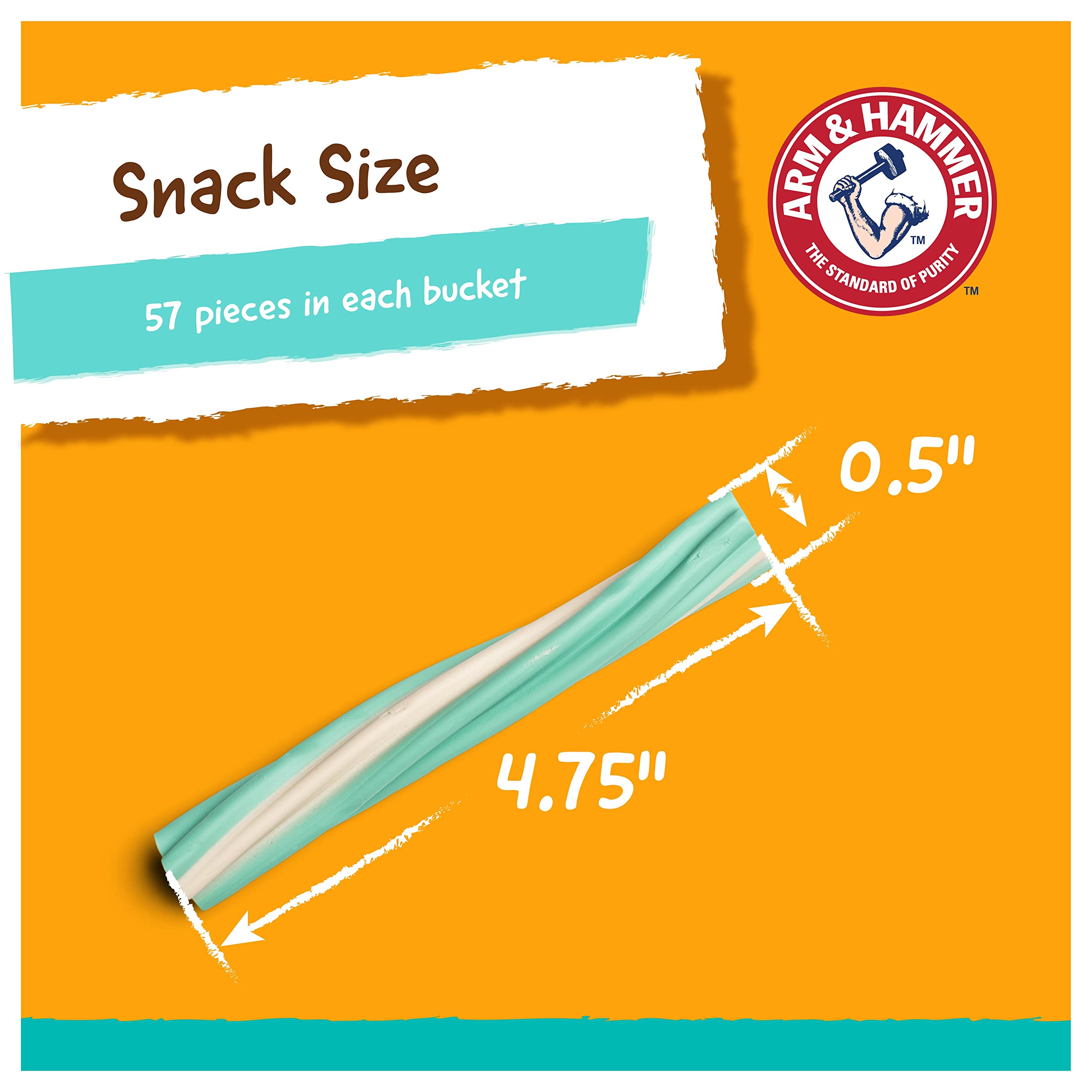 Arm & Hammer Dental Treats for Dogs, Fresh Breath, 57 Count, Mint, Model FF12286