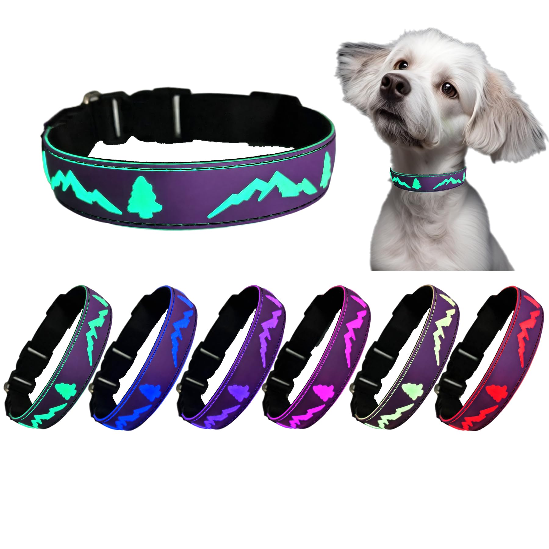 Dogled Led Dog Collar, 15 Light Modes, Usb-C Rechargeable, Silicone Material, Adjustable Size, (Purple, S(7.87-11.8'))
