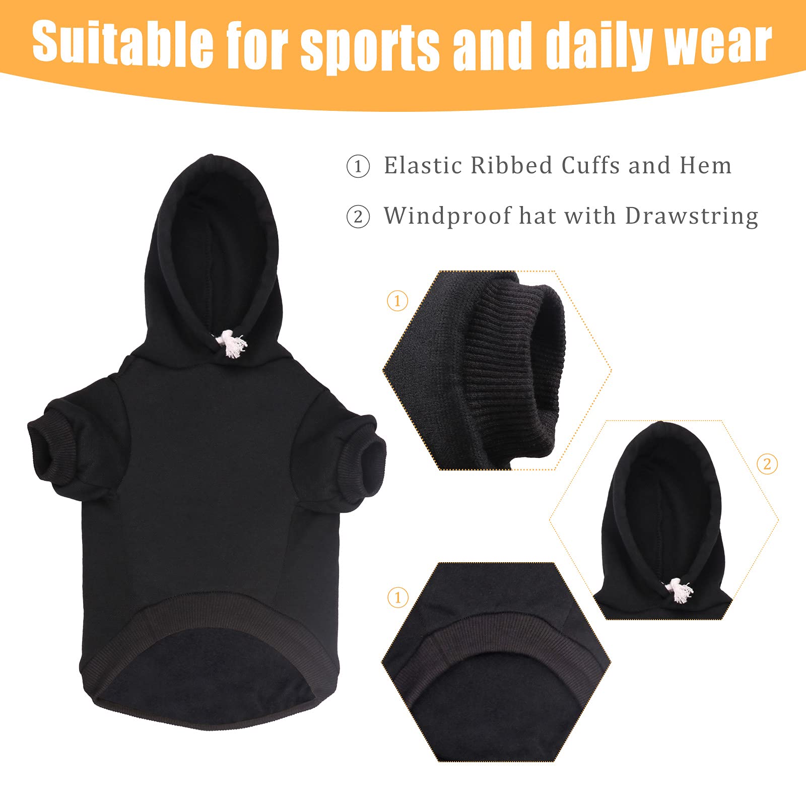 Security Dog Hoodie Dog Sweaters For Large Dogs Soft Brushed Fleece Clothes Hoodie Sweatshirt With Pocket(L)