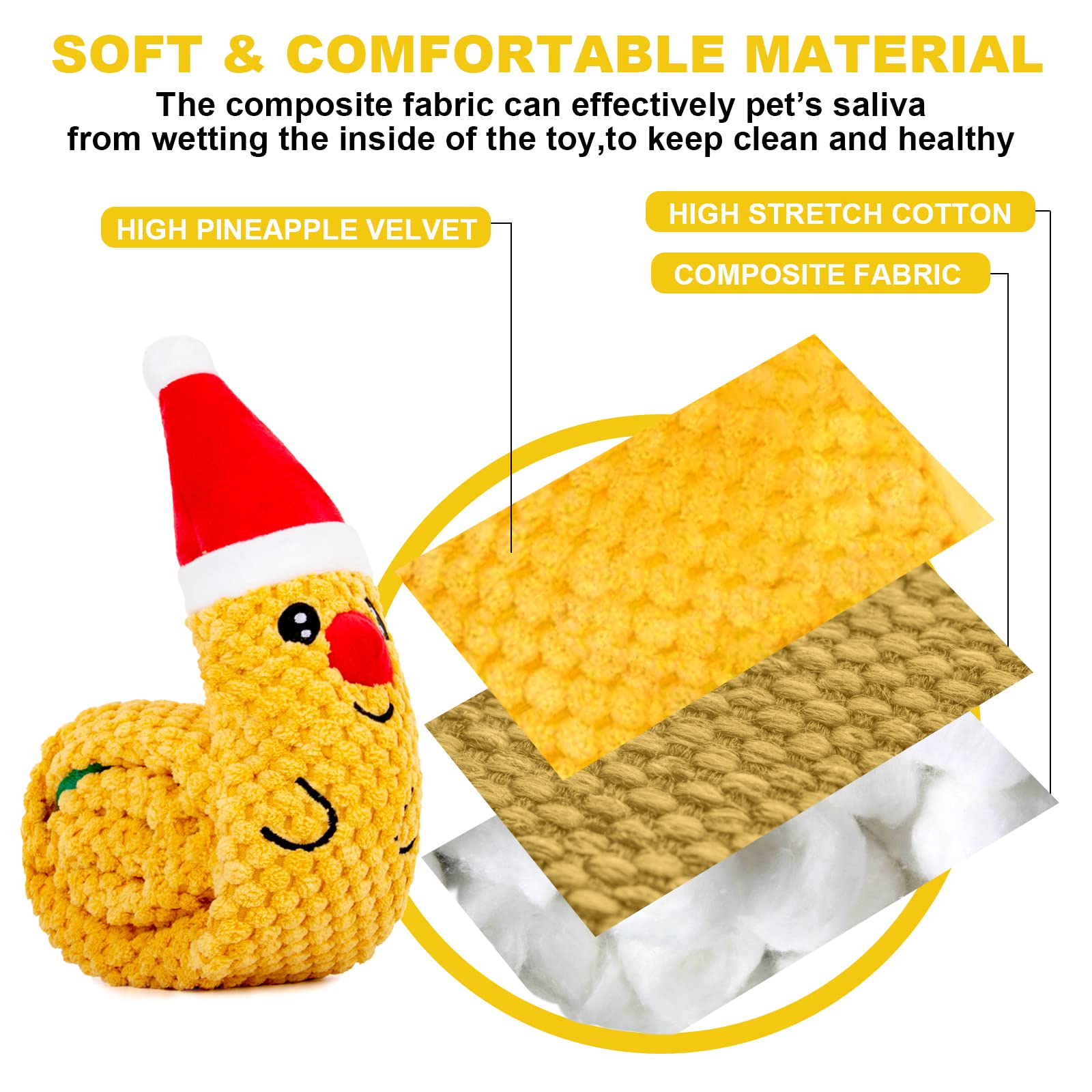 Samtotopets Christmas Deer Dog Toys - Plush Snuffle & Squeaky Toys For Puppy Teething & Small, Medium, Large Dogs