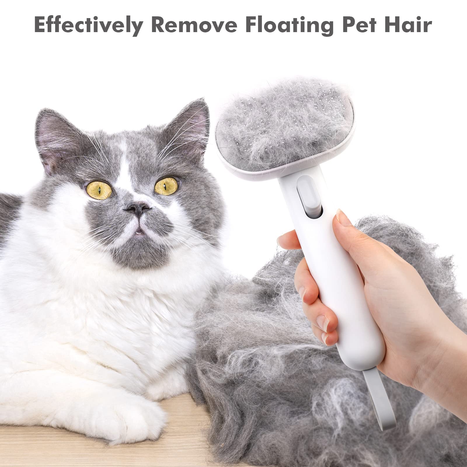 Aumuca Cat Brush With Release Button, Cat Brushes For Indoor Cats Shedding, Cat Brush For Long Or Short Haired Cats, Cat Grooming Brush Cat Comb For Kitten Rabbit Massage Removes Loose Fur