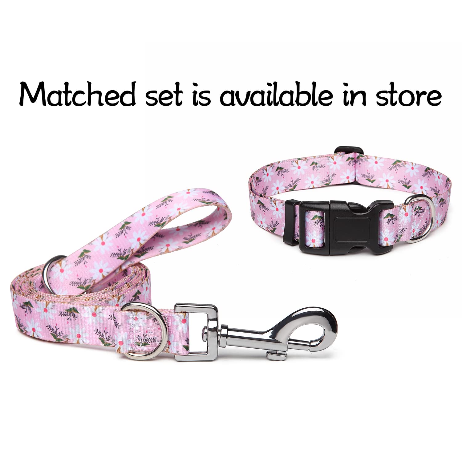 Suredoo Adjustable Dog Collar With Patterns, Ultra Comfy Soft Nylon Breathable Pet Collar For Small Medium Large Dogs (S, Pink White Flower)
