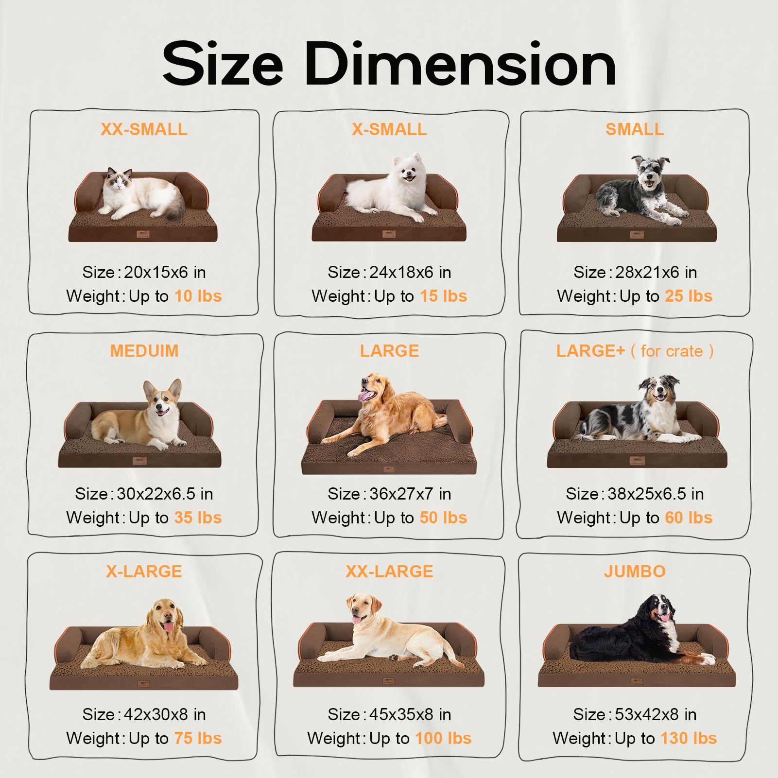 Small Dog Bed Waterproof Orthopedic Dog Beds for Medium Sized Dogs Comfy Pet Cat Bed with Sides, Washable Removable Cover