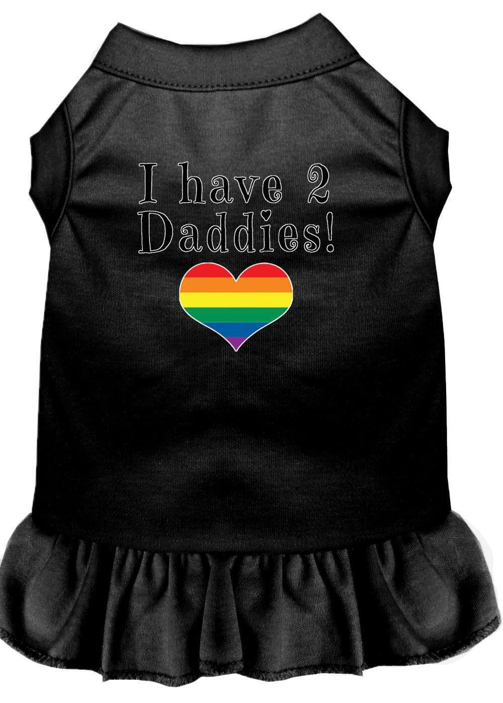 Pet Dog & Cat Dress Screen Printed, "I Have 2 Daddies" Bright Pink 3XL (25-35 lbs.)