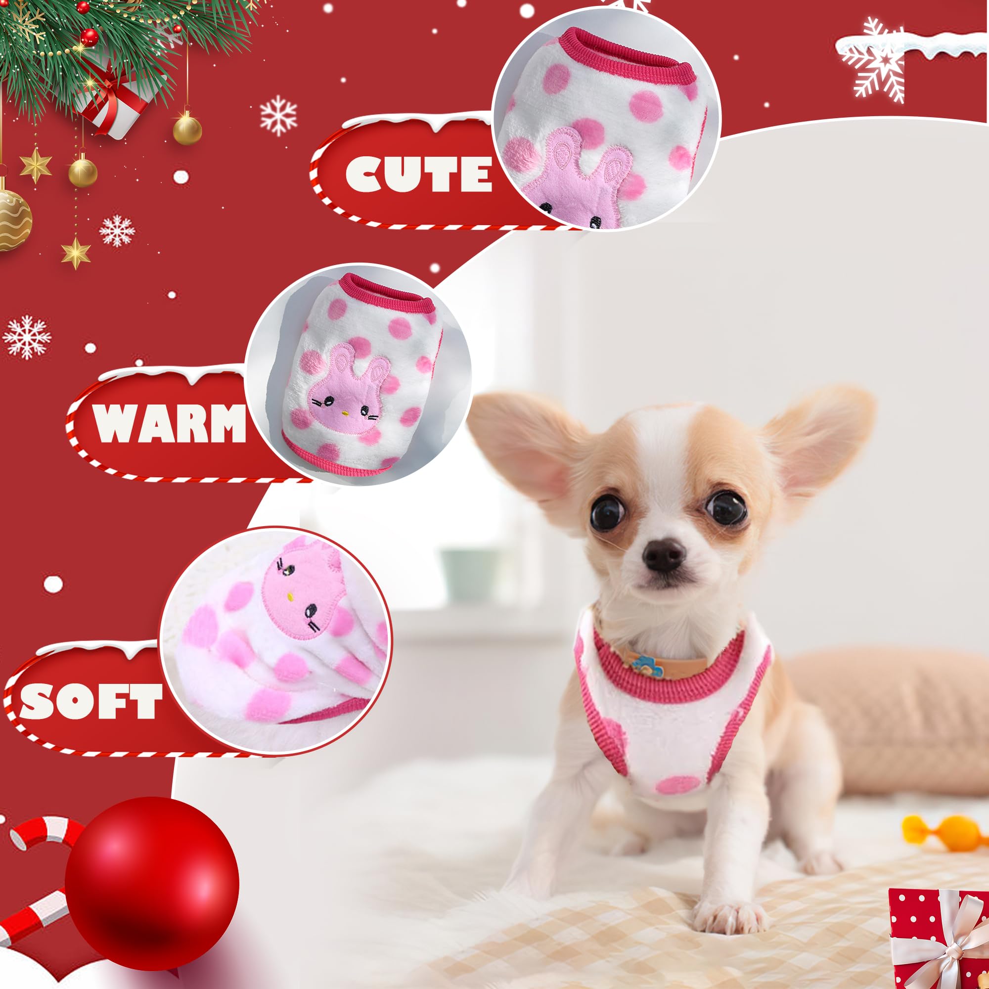 2 Pieces Chihuahua Sweater For Teacup & Extra Small Dogs - Xmas Pet Puppy & Cat Clothing - Warm Winter Clothes (X-Small)