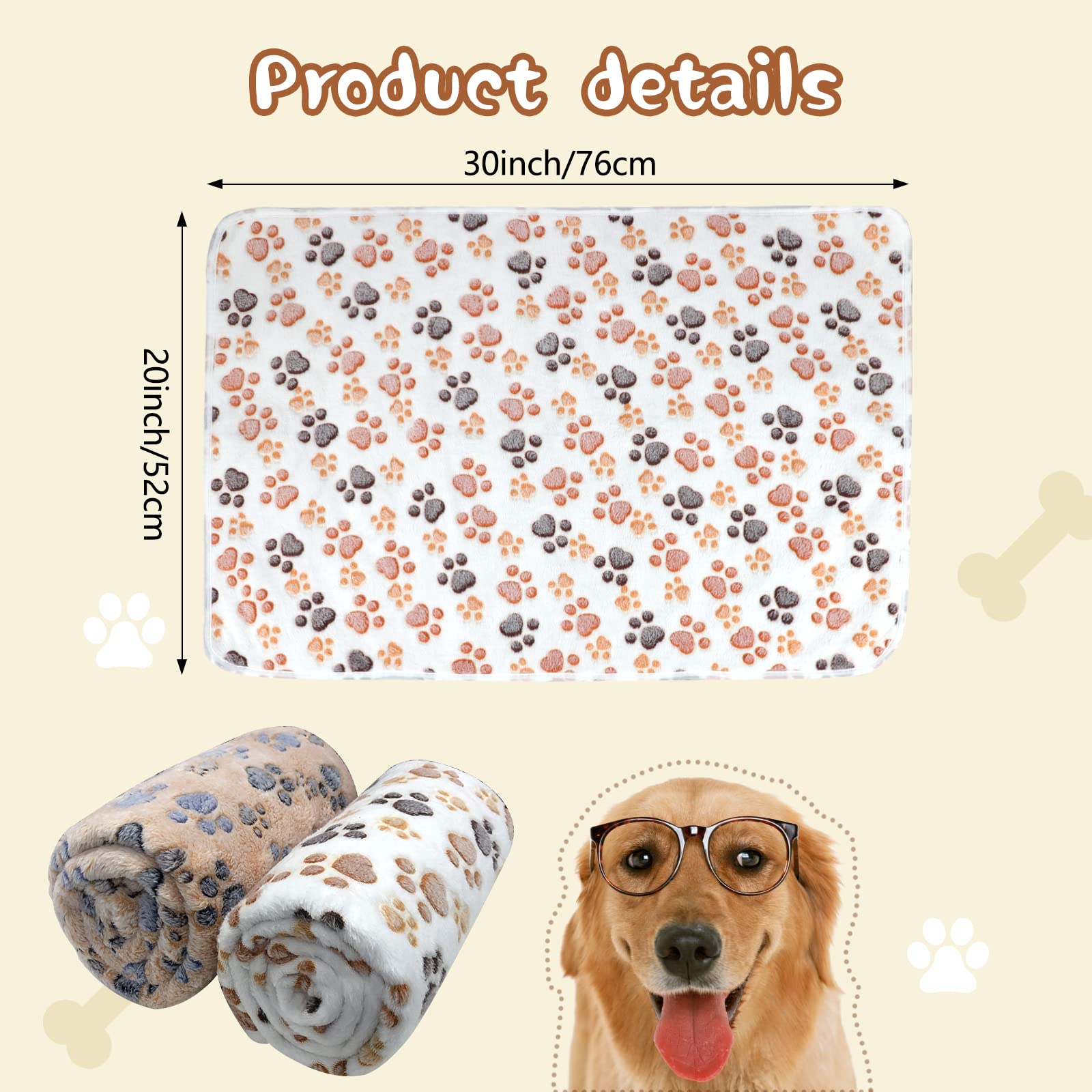 Yuepet Waterproof Dog Blankets, 2 Pack Washable Dog Blankets For Bed Couch Sofa Protector Fleece Flannel Puppy Blanket Soft Plush Reversible Throw Blanket For Small Dog Puppy Cat 30'×20'(White+Coffee)