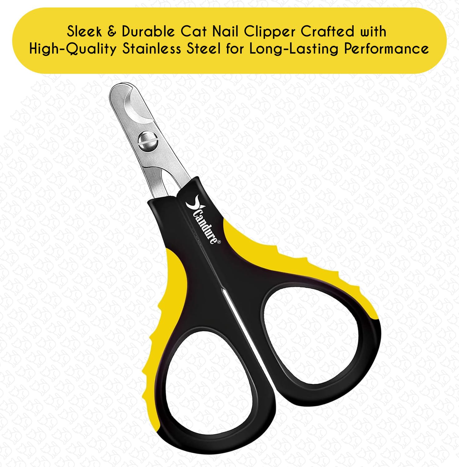 Candure Cat Nail Clipper Stainless Steel Cat Claw Trimmers For Rabbits, Guinea Pigs, Birds, Puppies, Kittens And Small Animals Pet Nail Clipper For Professional And Home Use (Yellow)