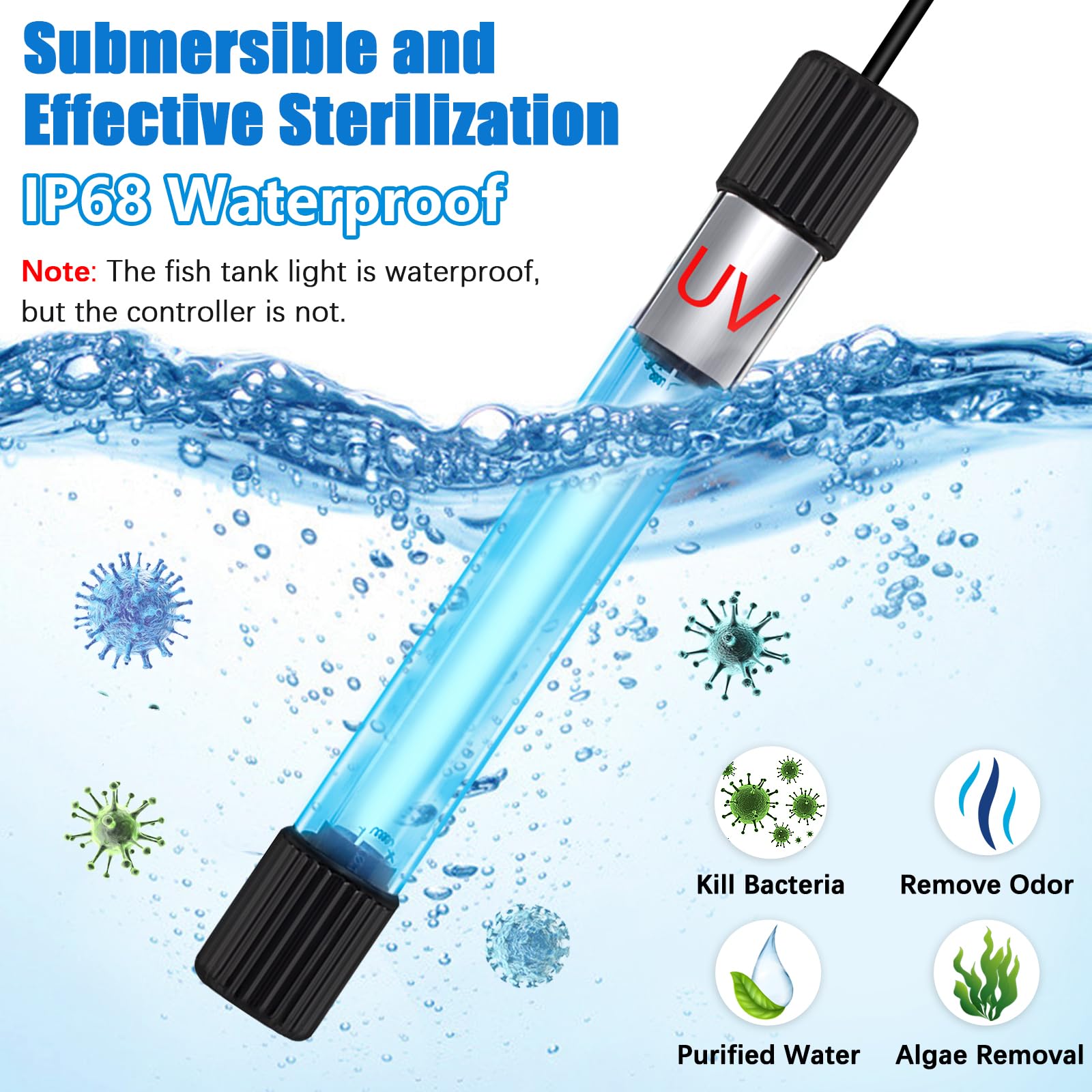 Taishan Aquarium Clean Light - 3W To 13W Algae Removal With Timer, Waterproof For Fish Tank, Pond, Swimming Pool