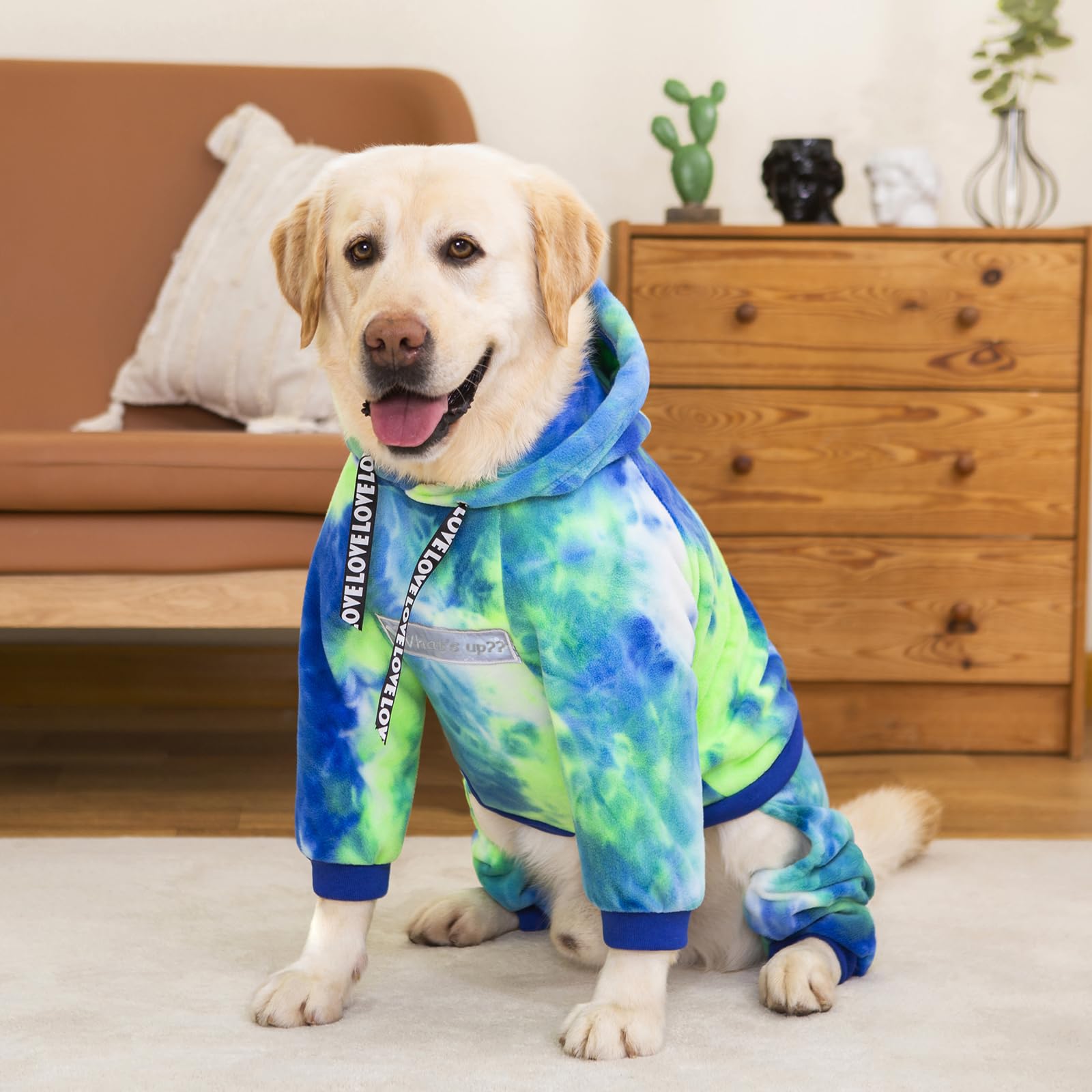 Yeapeeto Dog Hoodies Winter Coat For Large Medium Dogs, Pullover 4 Legs Warm Coat Hooded Sweatshirt, Fleece Hoodie For Cold Weat