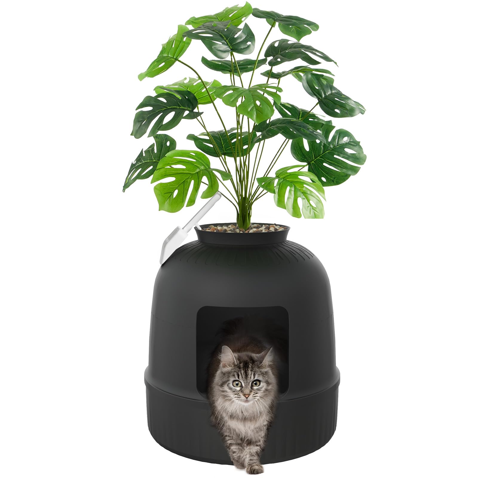 Lifewit Litter Box Cat With Faux Plant & Scoop, Hidden Enclosure Litter Tray With Odor Control & Carbon Filter In Living Room, B