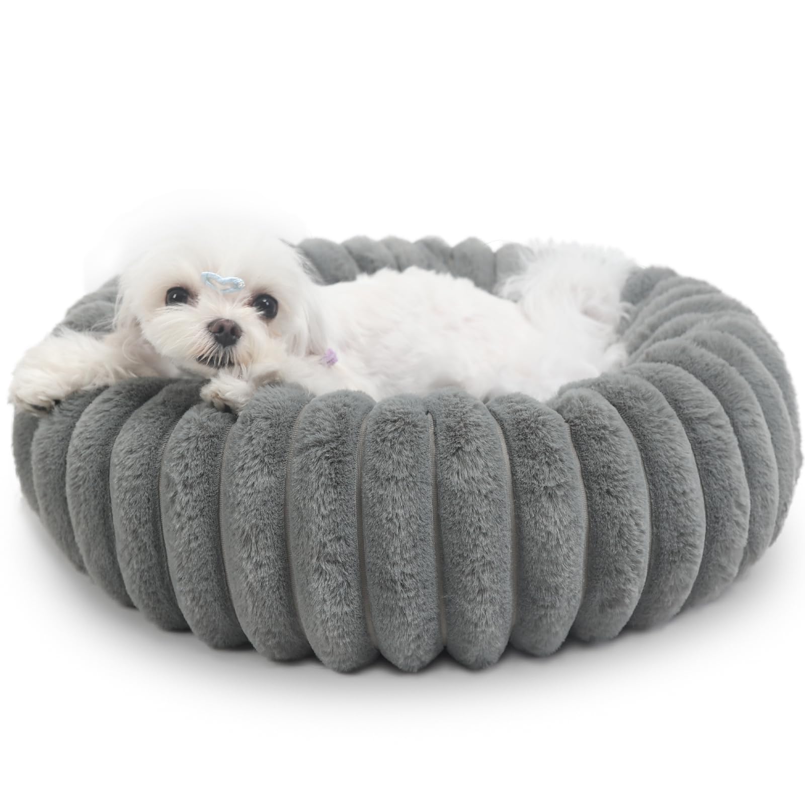 Zihapgpzp Small Cat Beds For Indoor Cats - Washable Round Kitten Bed, Cute Pumpkin Shape, Comfy Sleeping For Puppy, Small Dogs, 