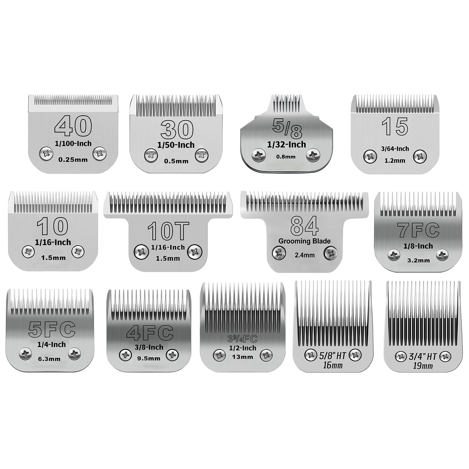 DODAER 13pcs Pet Dog Grooming Clipper Stainless Steel Blade Kit,Compatible with Andis/Oster A5,Wahl KM10 Series Clippers(size 40