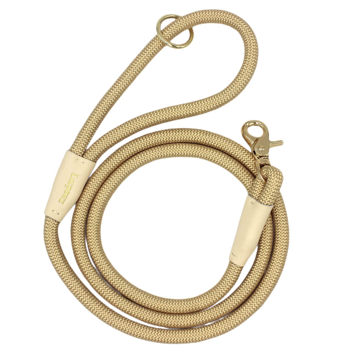 Lucpawz Lobster Snap Pet Leash 5Ft, Special Strong Nylon Rope Dog Leash, Solid Color Rope Dog Lead For All Breeds (Gold, 5Ft *10