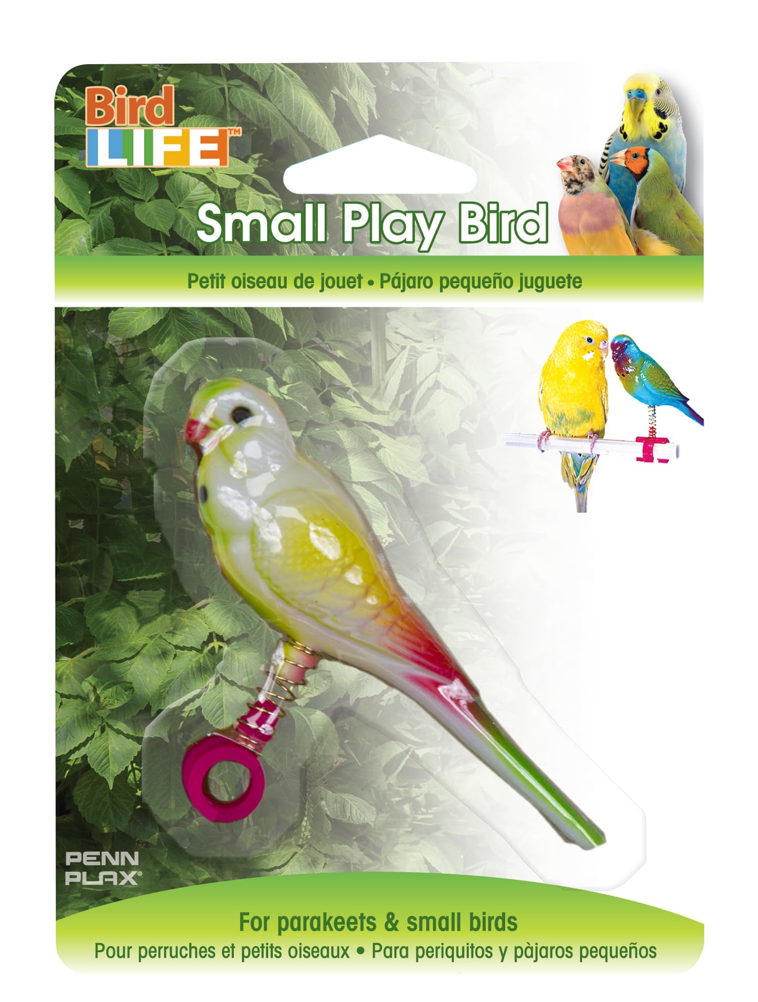 Penn-Plax Acrylic Bird Figure - Small Size on Spring, Easily Attaches to Cage, Model BA509, Varies Color