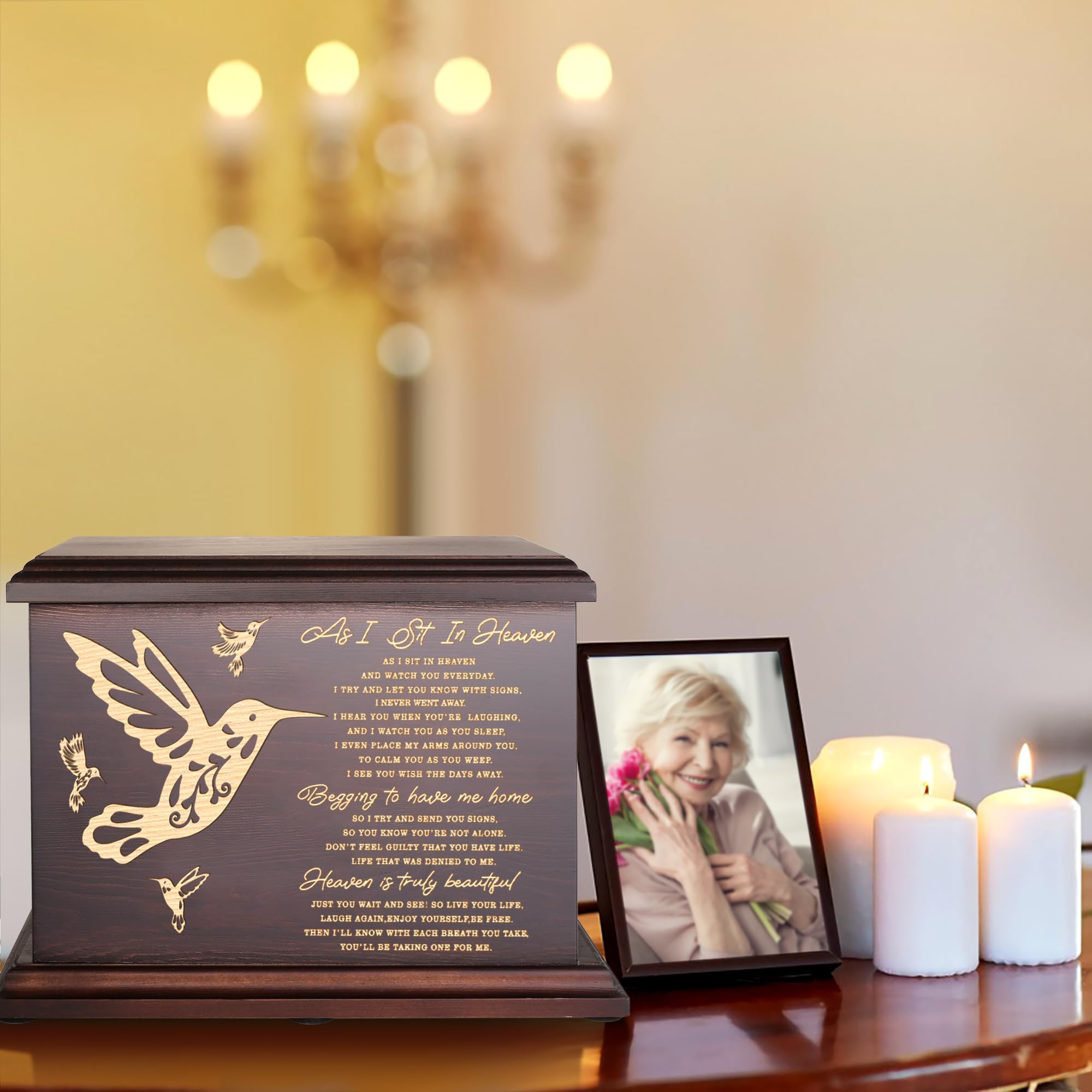 Cremation Memorial Urns For Human Ashes Adult Male Female, Wooden Box And Casket For Ashes Men Women Child, Large Burial Funeral