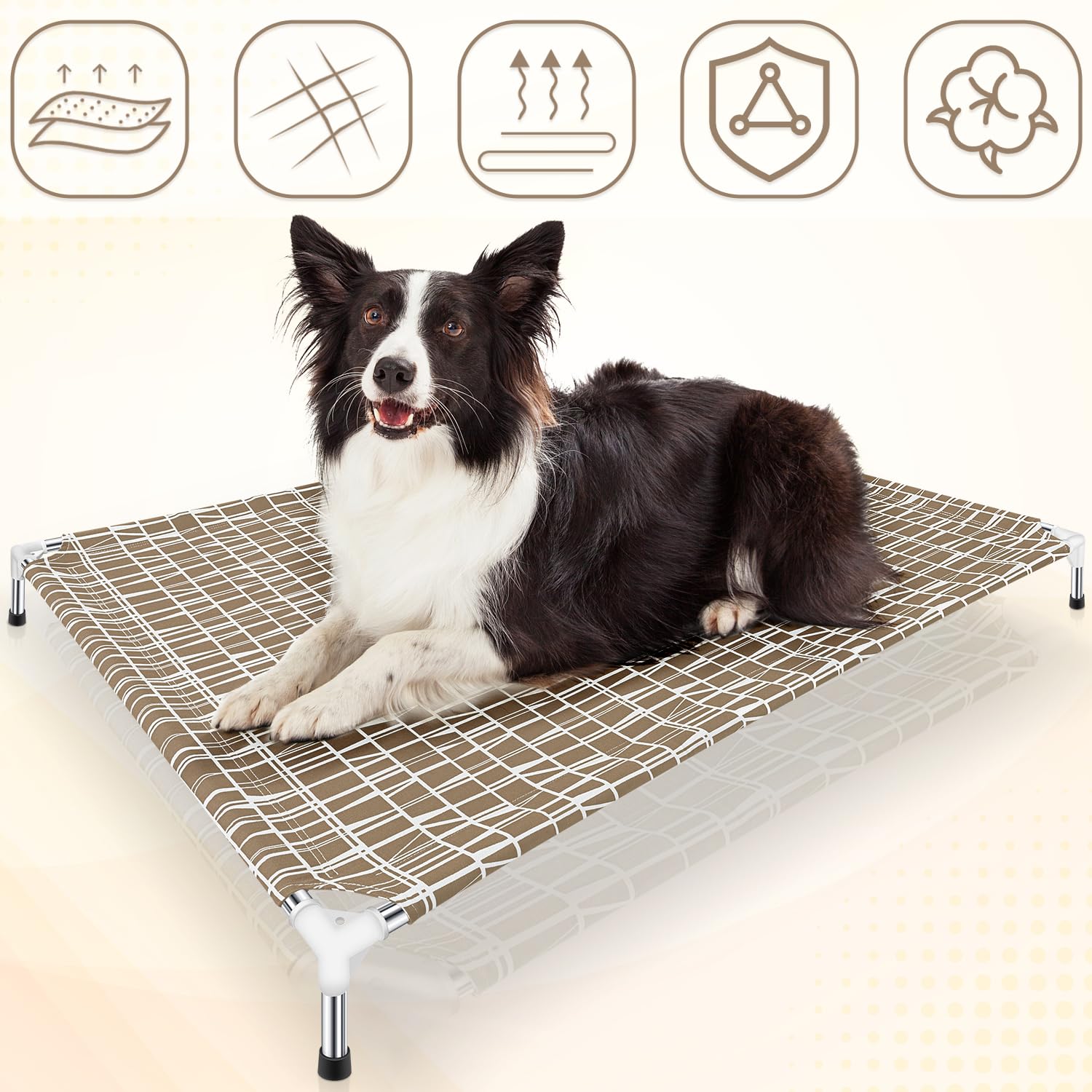 Dopliv Elevated Dog Bed - Raised Pet Cot for Large Dogs, Portable Indoor & Outdoor Dog cot Bed, Soft and Comfortable, Pet Bed fo