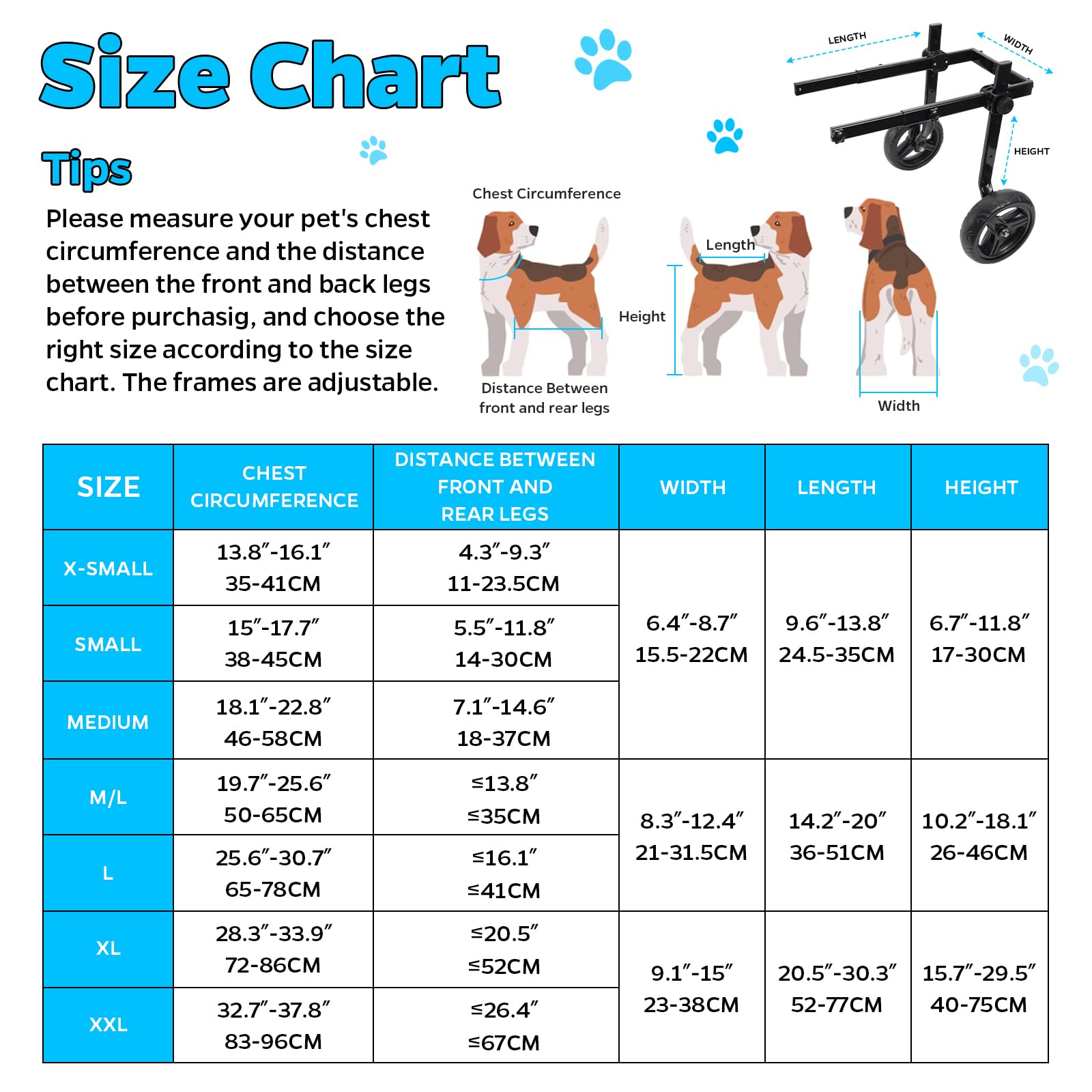 celestaura Dog Wheelchair for Back Legs, Dog Wheelchair Cart, Doggy/cat Wheelchairs with Disabled Hind Legs Walking, Mobility Ai