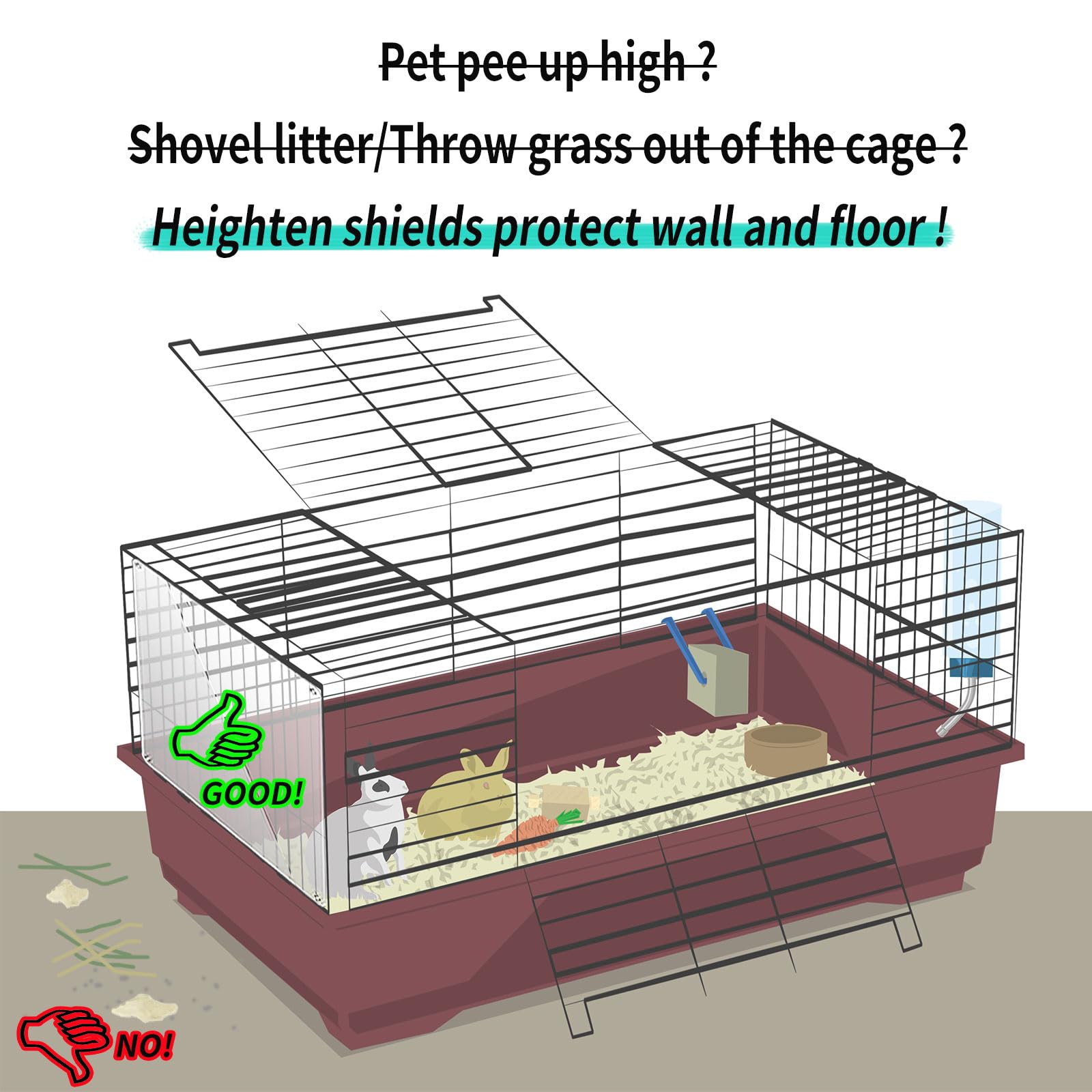 Oncpcare 12 Pack Pet Plastic Cage Liner Protection 10 ' ' x 8.2 ' ' Rabbit Cage Urine Guard Clear Cage Edge Liner Guinea Pig Sid