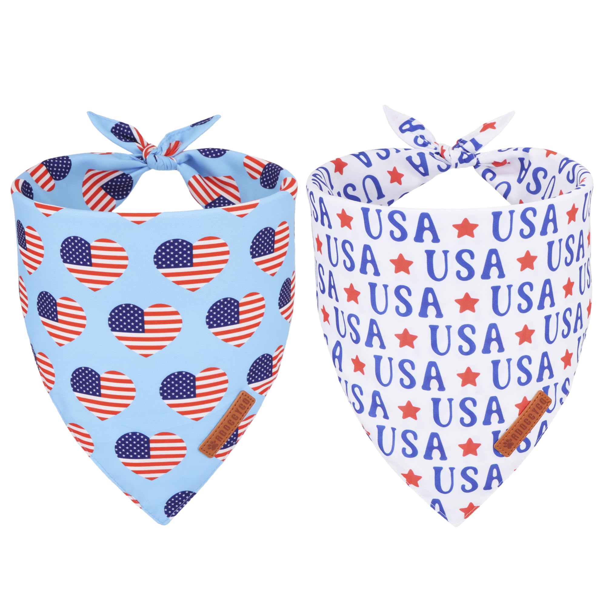ADOGGYGO 4th of July Dog Bandanas, American Flag Pet Scarf, Multi Size Offered, White Blue Flag Bandana for Small Dogs Pets (Sma