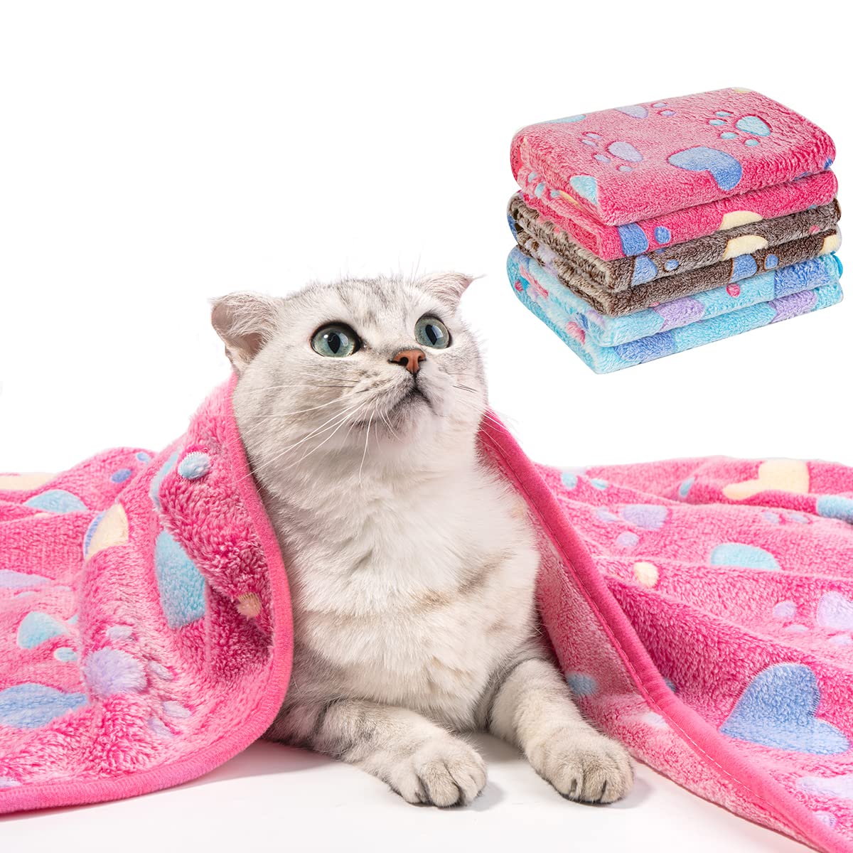 Pet Soft Blankets For Dogs - Fluffy Cats Dogs Blankets For Small Medium & Large Dogs, Cute Print Pet Throw Puppy Blankets Fleece (Heart, 3M)