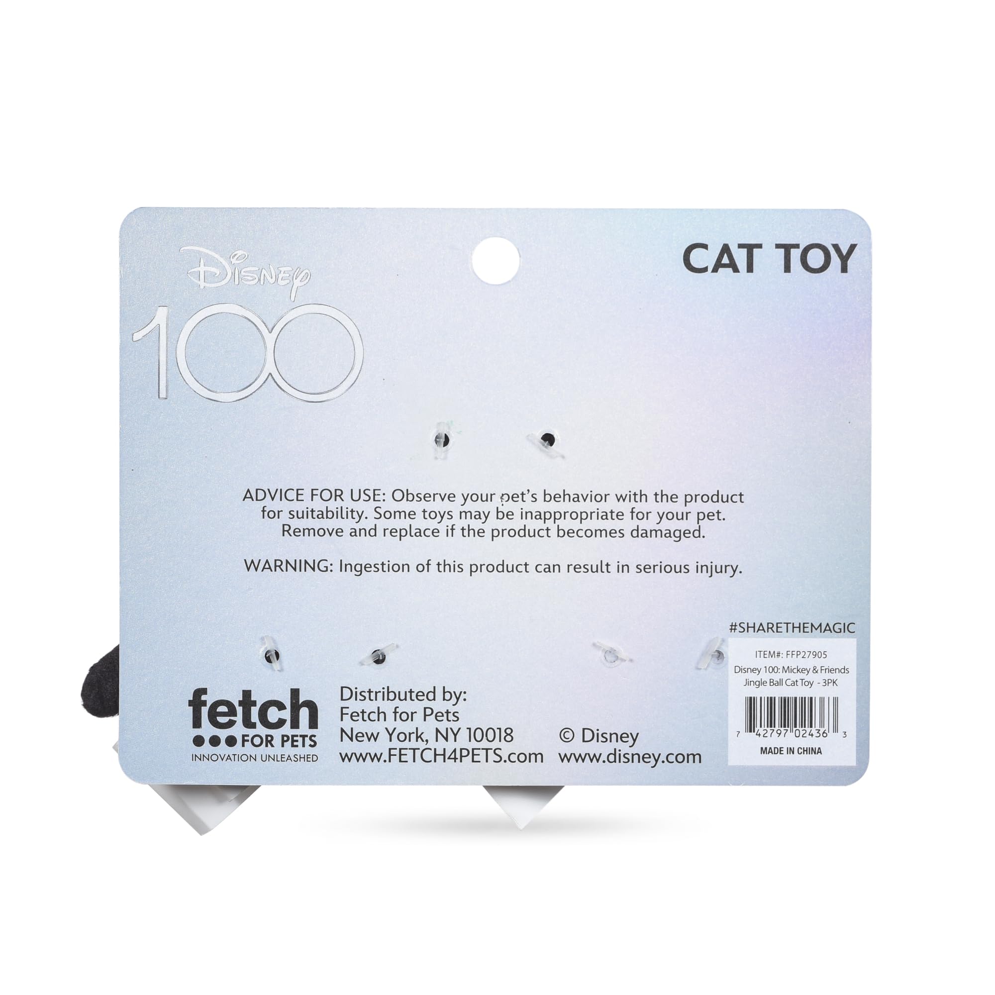 Disney For Pets 3 Piece Jingle Ball Cat Toys, 1.5In | Disney Cat Toys | Mickey Mouse, Goofy, And Donald Duck Cat Ball Toys With