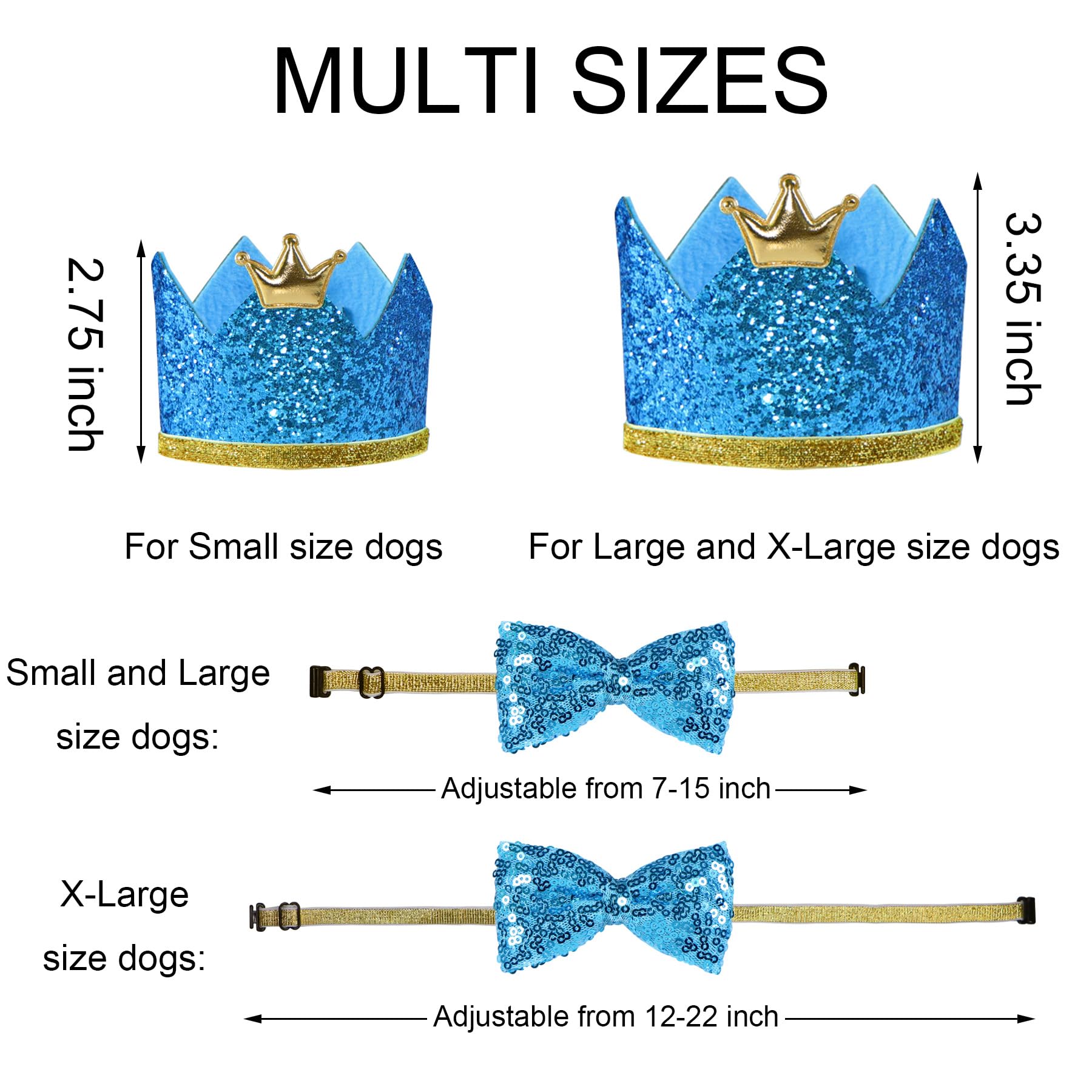 JOTFA Dog Birthday Party Supplies, Multi Sizes Dog Birthday Bandana Boy Dog Birthday Hat Crown with Birthday Numbers Bow Tie for