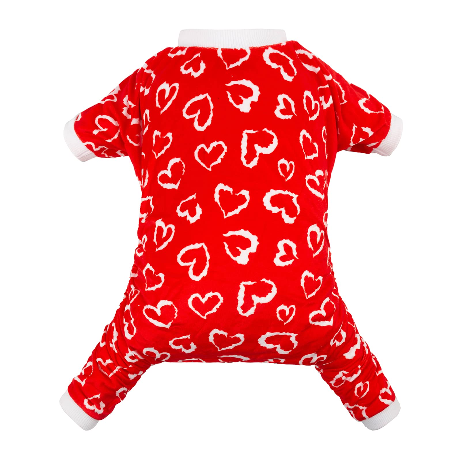 Cutebone Small Dogs Valentines Outfit Soft Puppy Onesies Pjs Dog Pajamas Pet Coat Cat Apparel Comfy Doggie Jumpsuit Bodysuit For