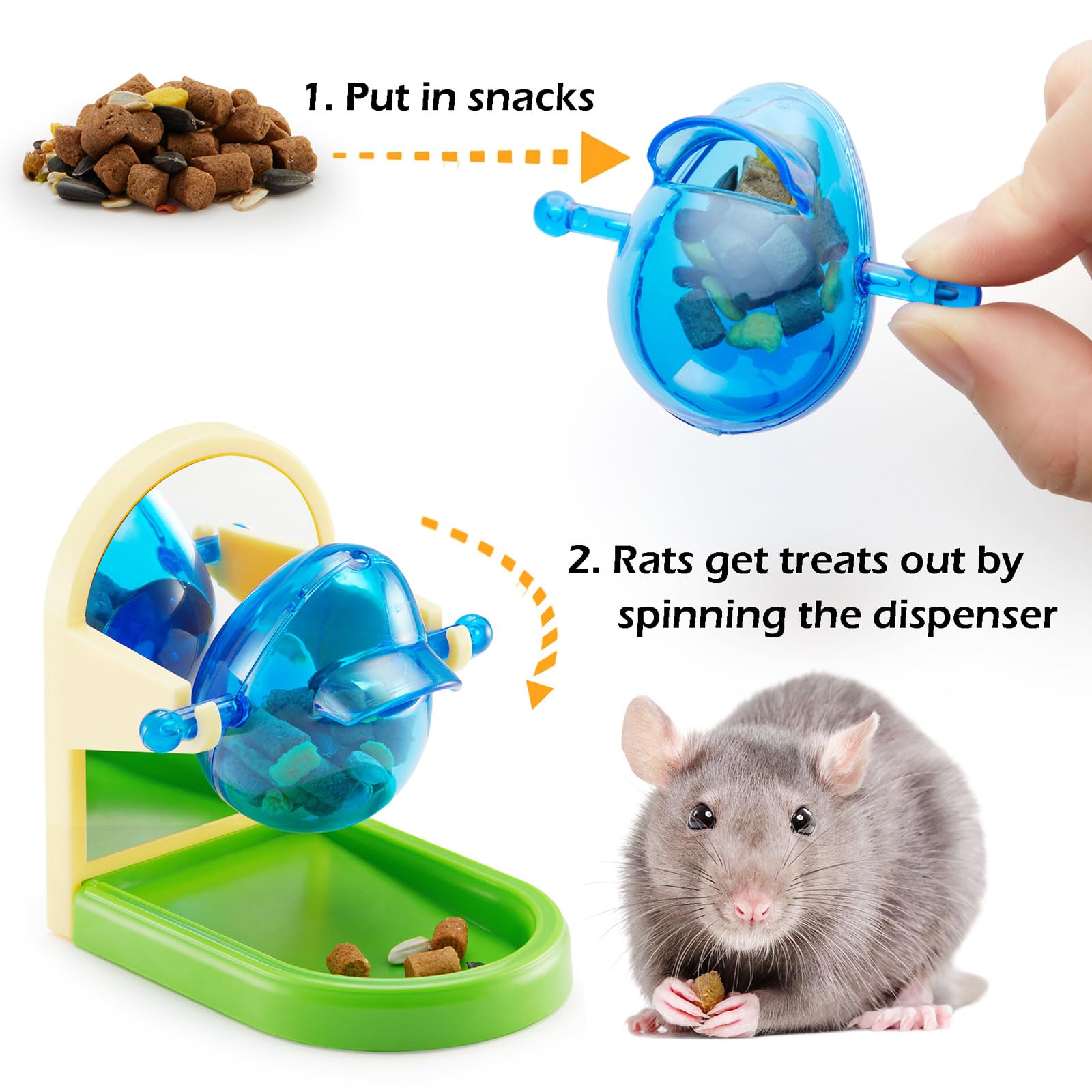 Rat Enrichment Toys, Interactive Foraging Toys For Rats, Intelligence Growth Rat Enrichment Puzzle Games, Treat Dispensing Slow