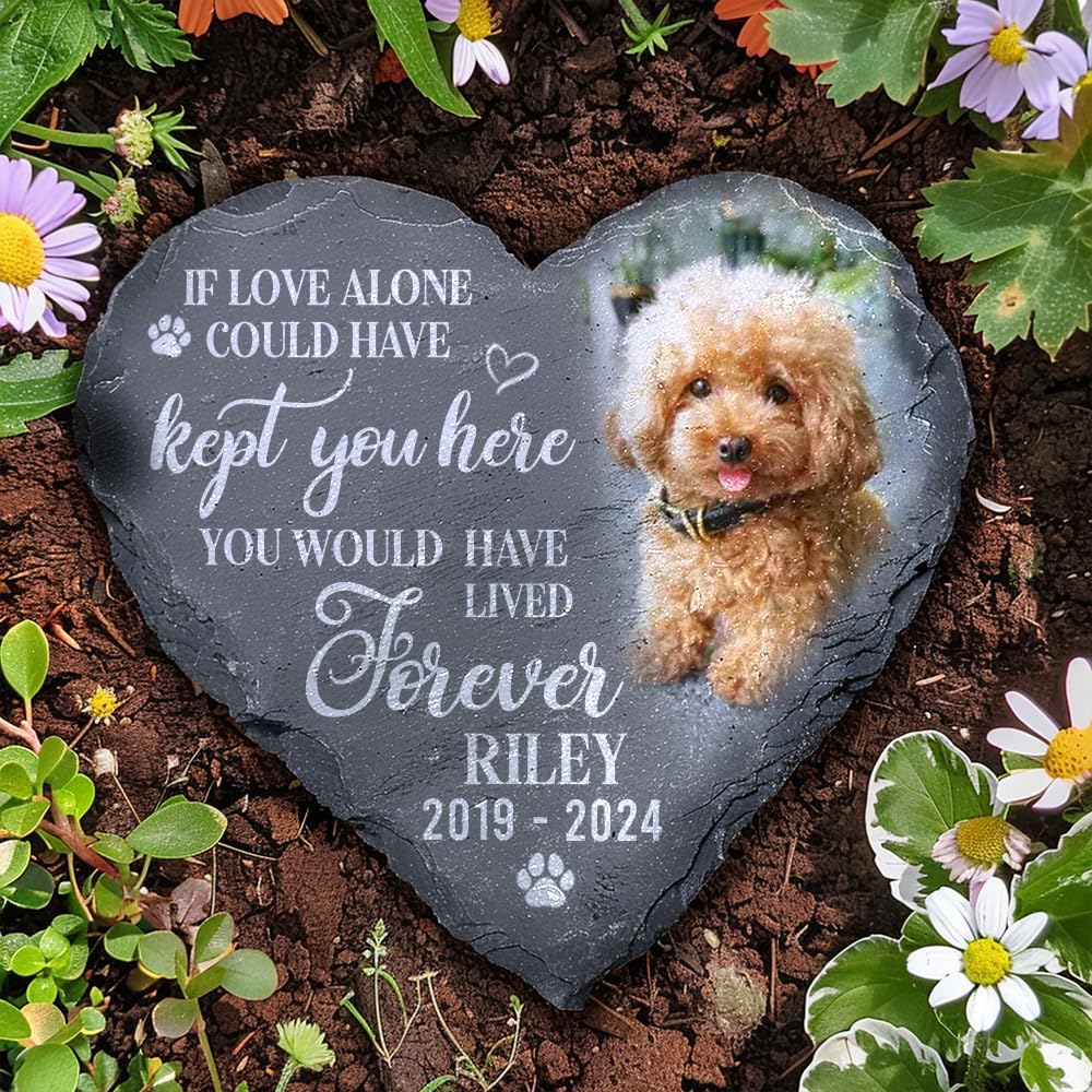 Famitrendz Personalized Memorial Gifts For Pet Loss, Custom Photo Pet Memorial Stone, Gifts For Cat & Dog Lovers