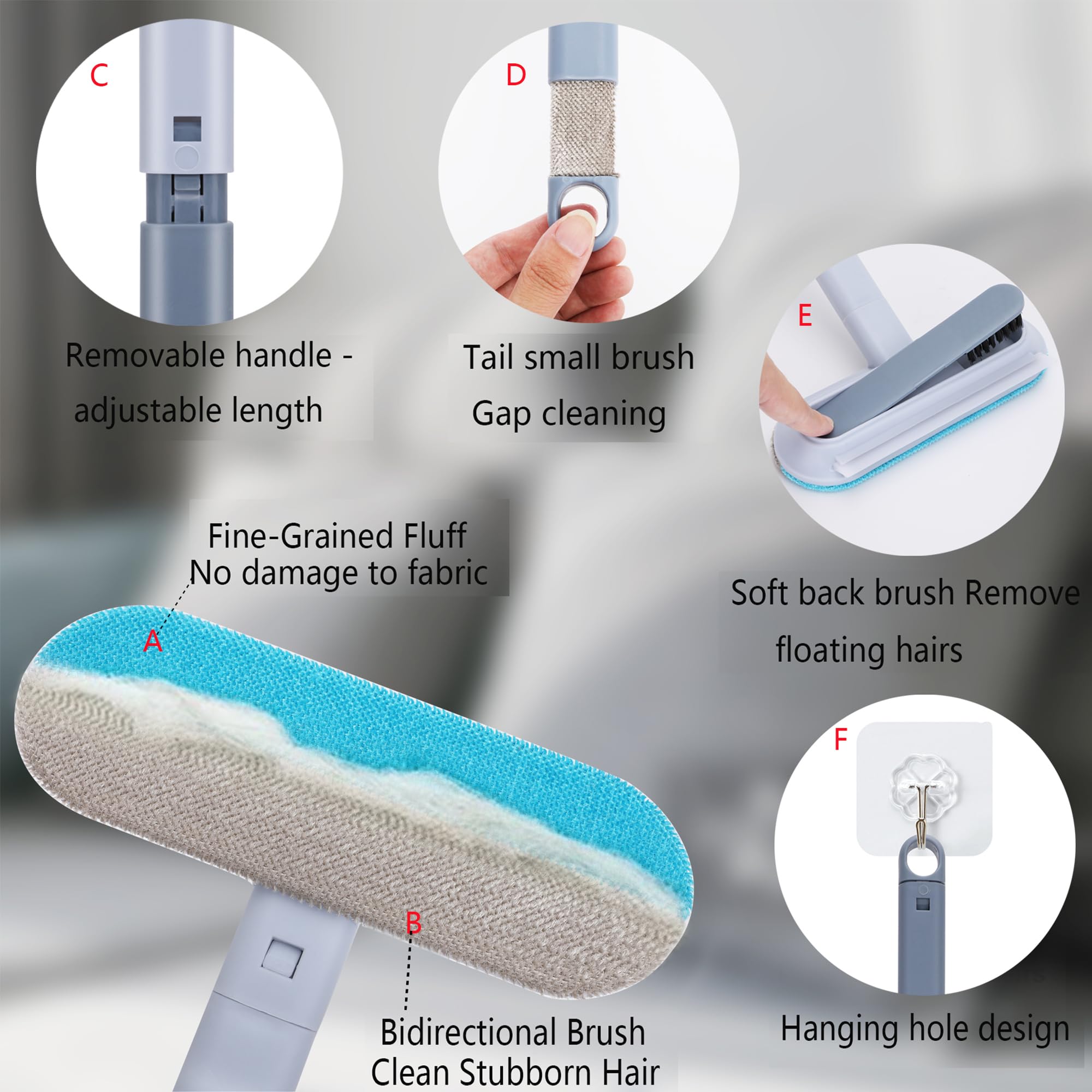 Happylong Pet Hair Remover For Furniture, Reusable, Washable Lint Brush For Dog And Cat Hair - 17.3Inch Extendable, Gentle On Co