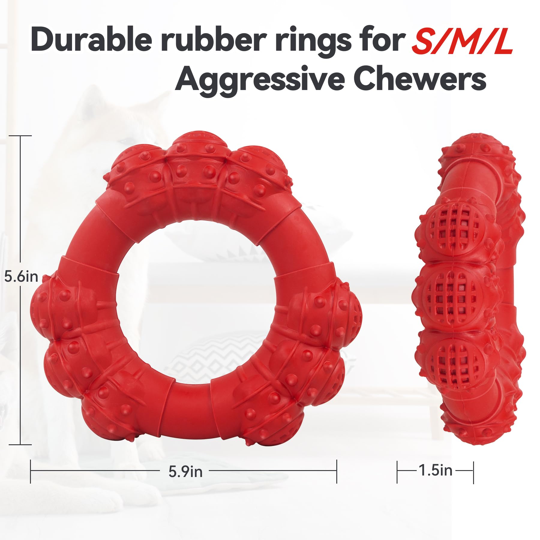 Daoziji Indestructible Dog Chew Toys For Aggressive Chewers, Super Chewer Toys For Medium Large Dogs, Interactive Ring Toys, Hea