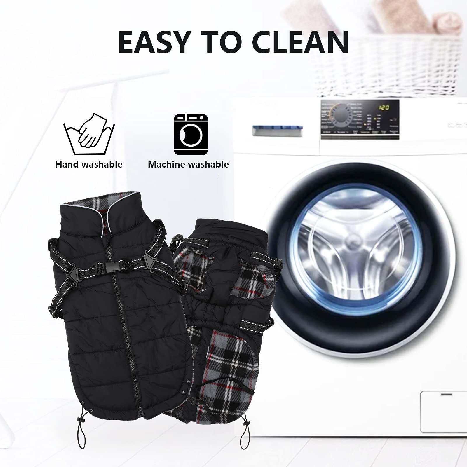 Geyecete Winter Warm Coat Waterproof Dog Winter Jacket with Harness Traction Belt,Pet Outdoor Jacket Dog Autumn and Winter Cloth
