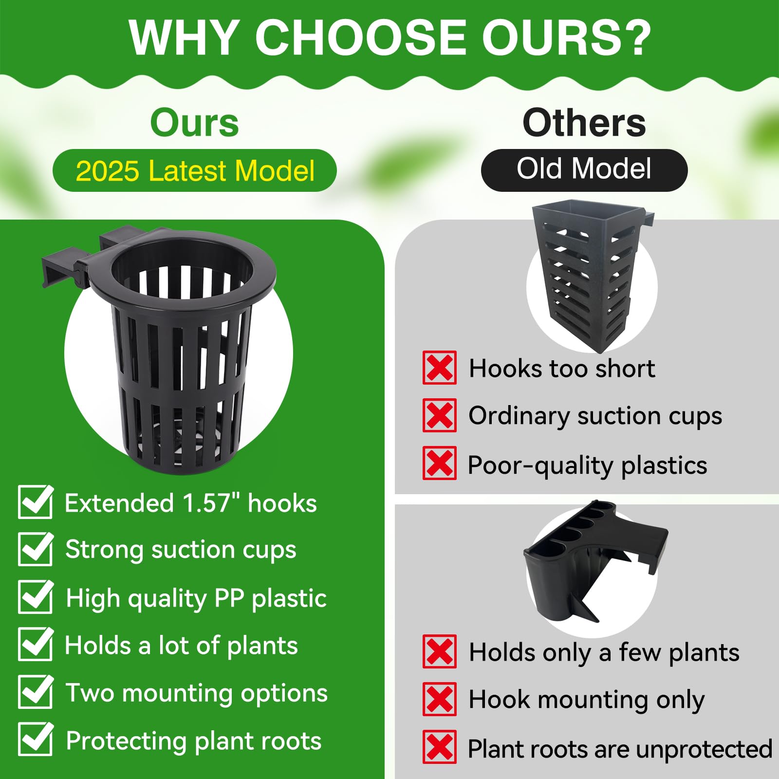 2025 New Upgraded Large Aquarium Plant Holder with 1.57-inch Extension Hooks and Suction Cups for Fish Tank Aquaponic Plant Cult