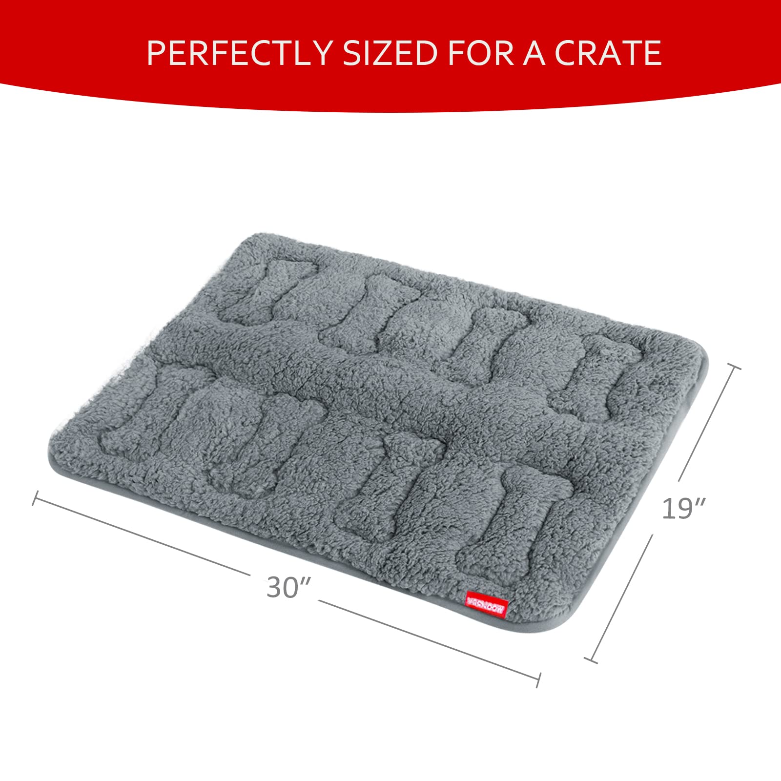 Dog Bed Crate Mat(30'' X 19'') 2 Pack, Soft Plush Dog Bed Pad Machine Washable Crate Pad, Grey