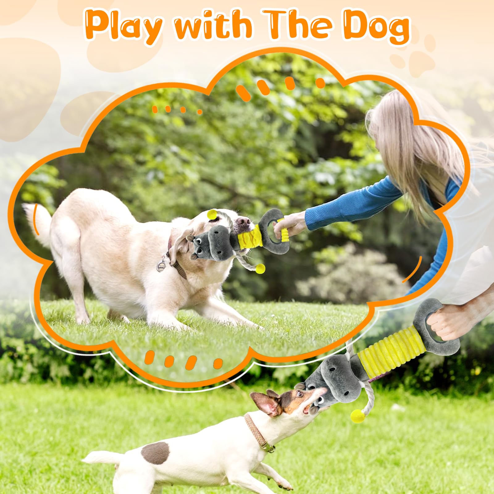 Fuufome Large Squeaky Plush Dog Toys for Small, Medium, and Large Dogs Daily Companionship, Training, Tug of War Puppy Toys to K