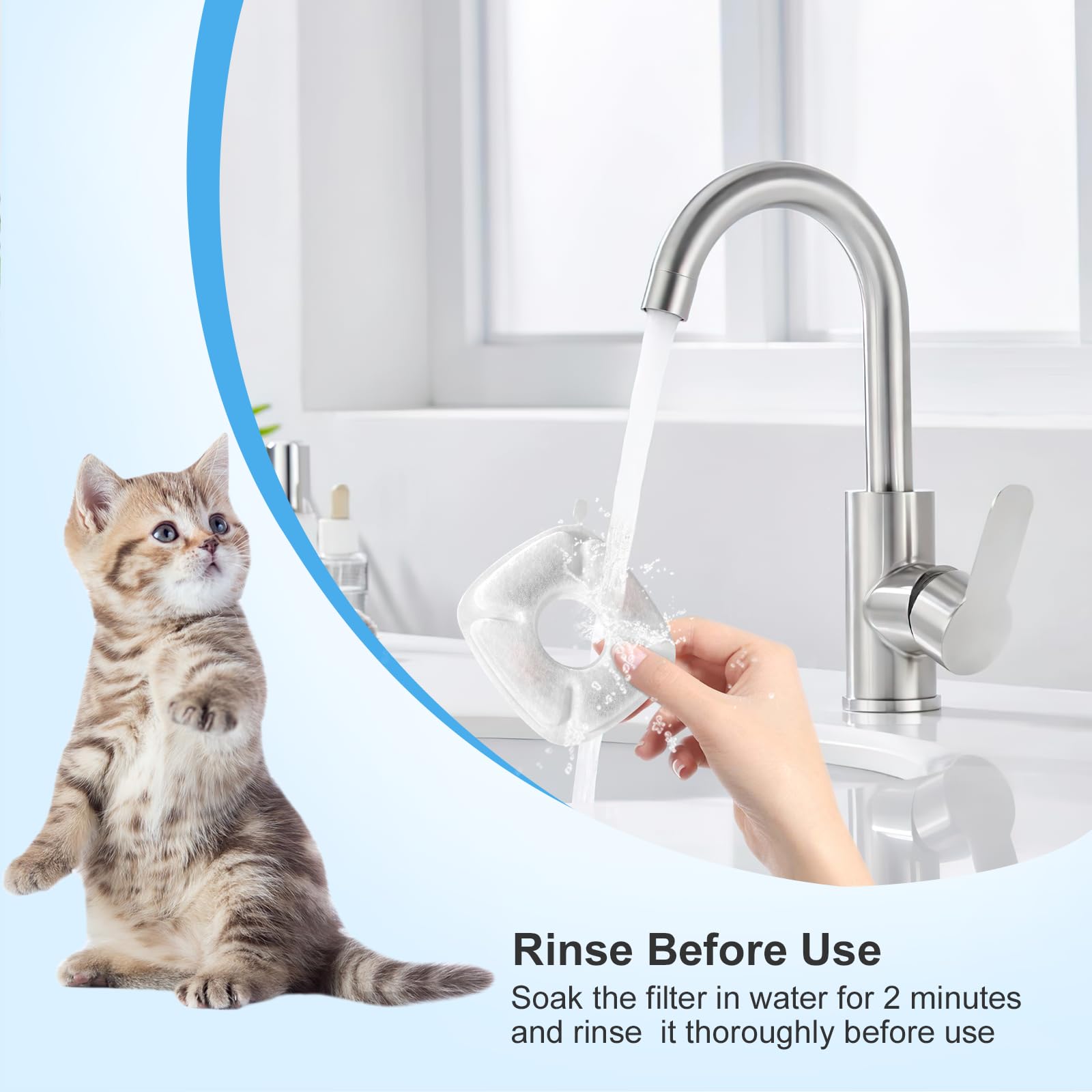 Carcent Cat Water Fountain Filters - 16 Pcs Replacement Filters & Sponges For 95Oz & 67Oz Fountain