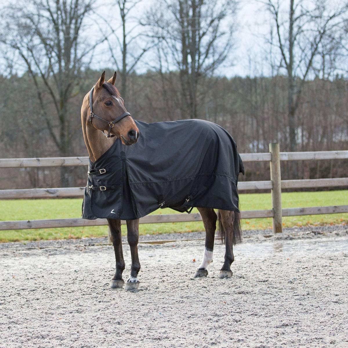 HORZE Nevada 1200D Lightweight Waterproof Horse Turnout Rain Sheet (No Fill) - Black - 75 in
