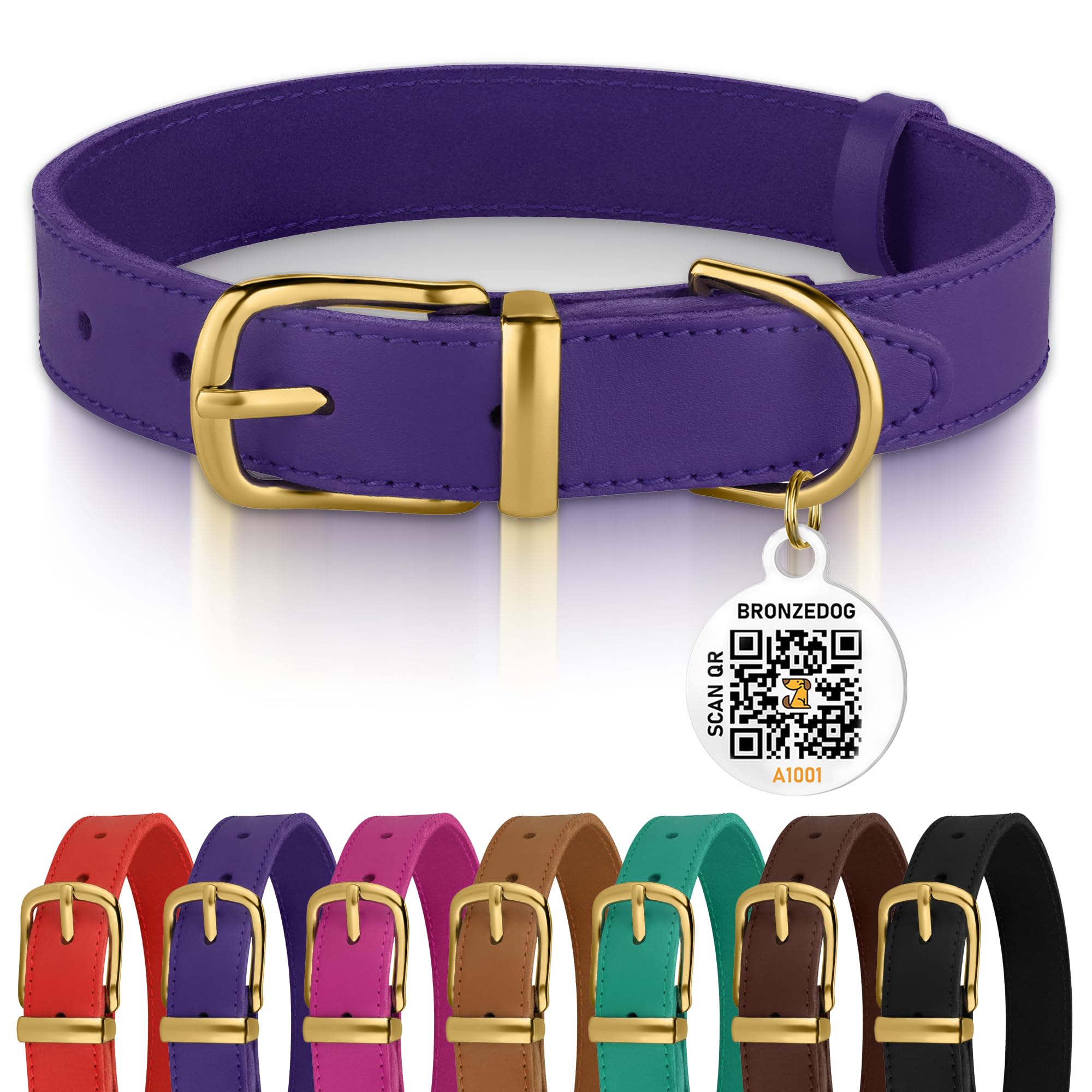 Bronzedog Leather Dog Collar With Metal Buckle Durable Basic Pet Collars For Small Medium Large Dogs (13-16 Inch (Pack Of 1), Pu