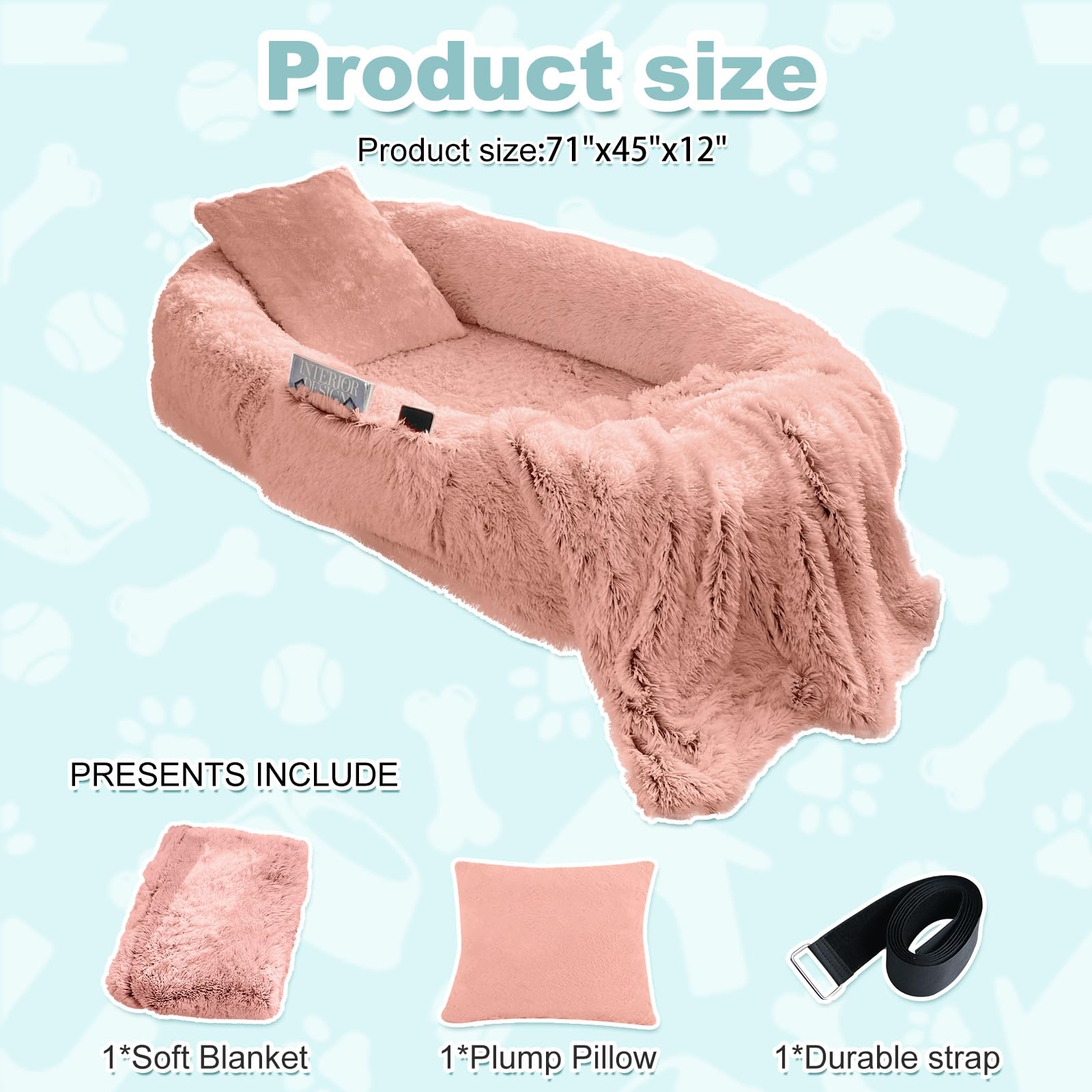 Yaem Human Dog Bed, 71''X45''X12'' Beds For Humans Size Fits You And Pets, Washable Faux Fur Bed People Doze Off, Napping Orthop